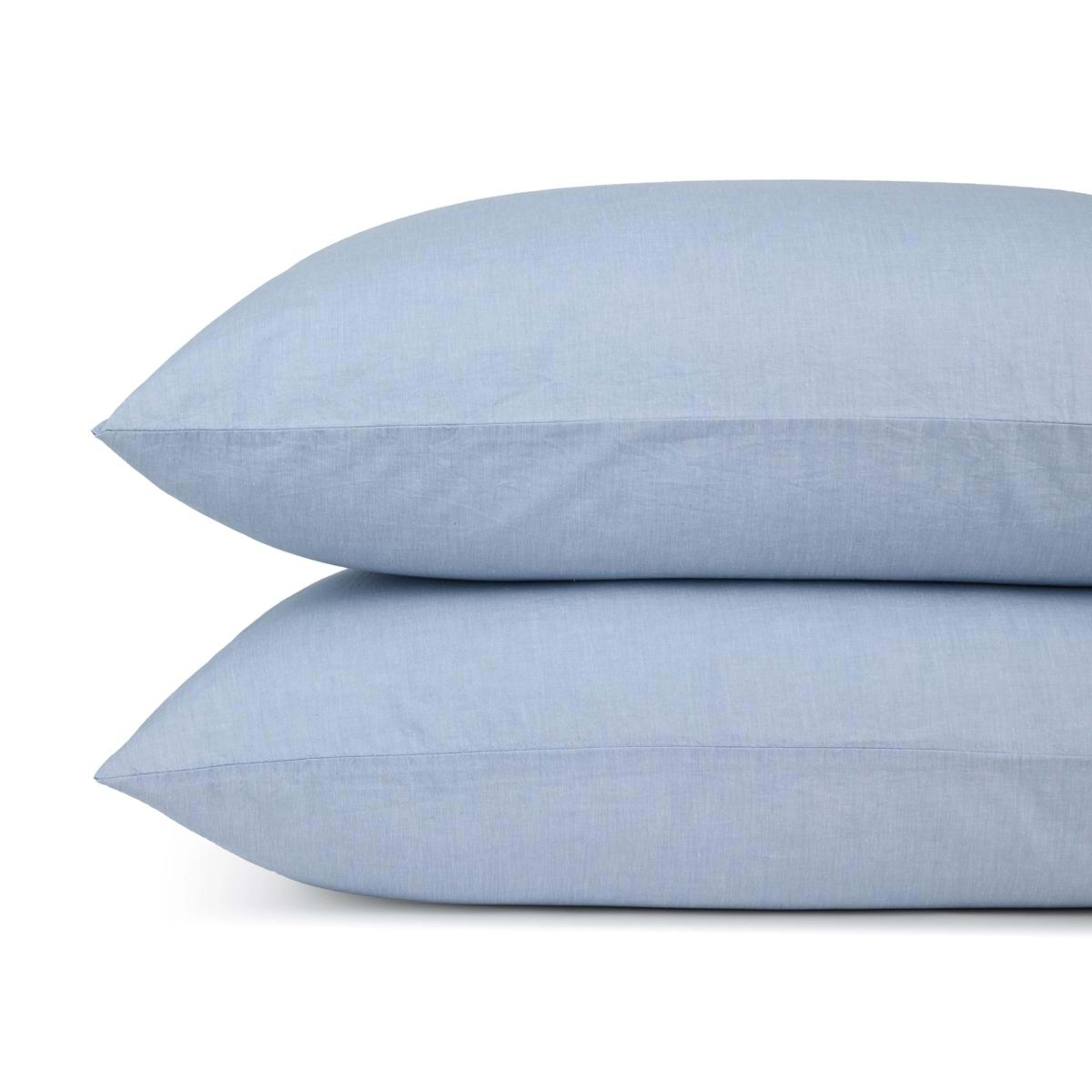 2 Stonewashed Chambray Cotton Sheet Set - Double Bed, Denim, 2 of 7