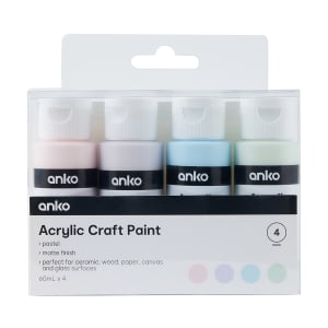 4 Pack Acrylic Craft Paints - Pastel