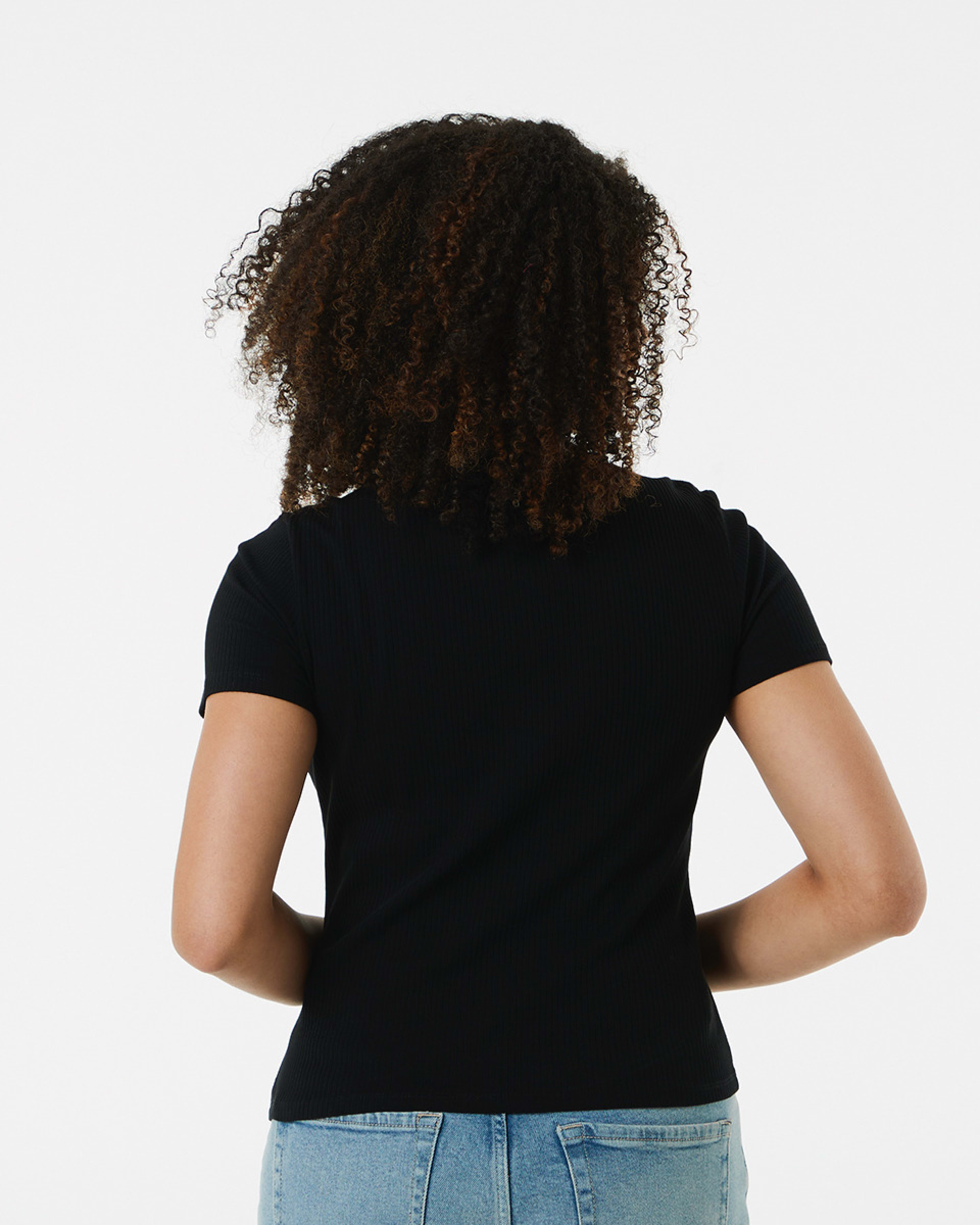 3 Short Sleeve Rib Crew Neck T-shirt Black, 3 of 6