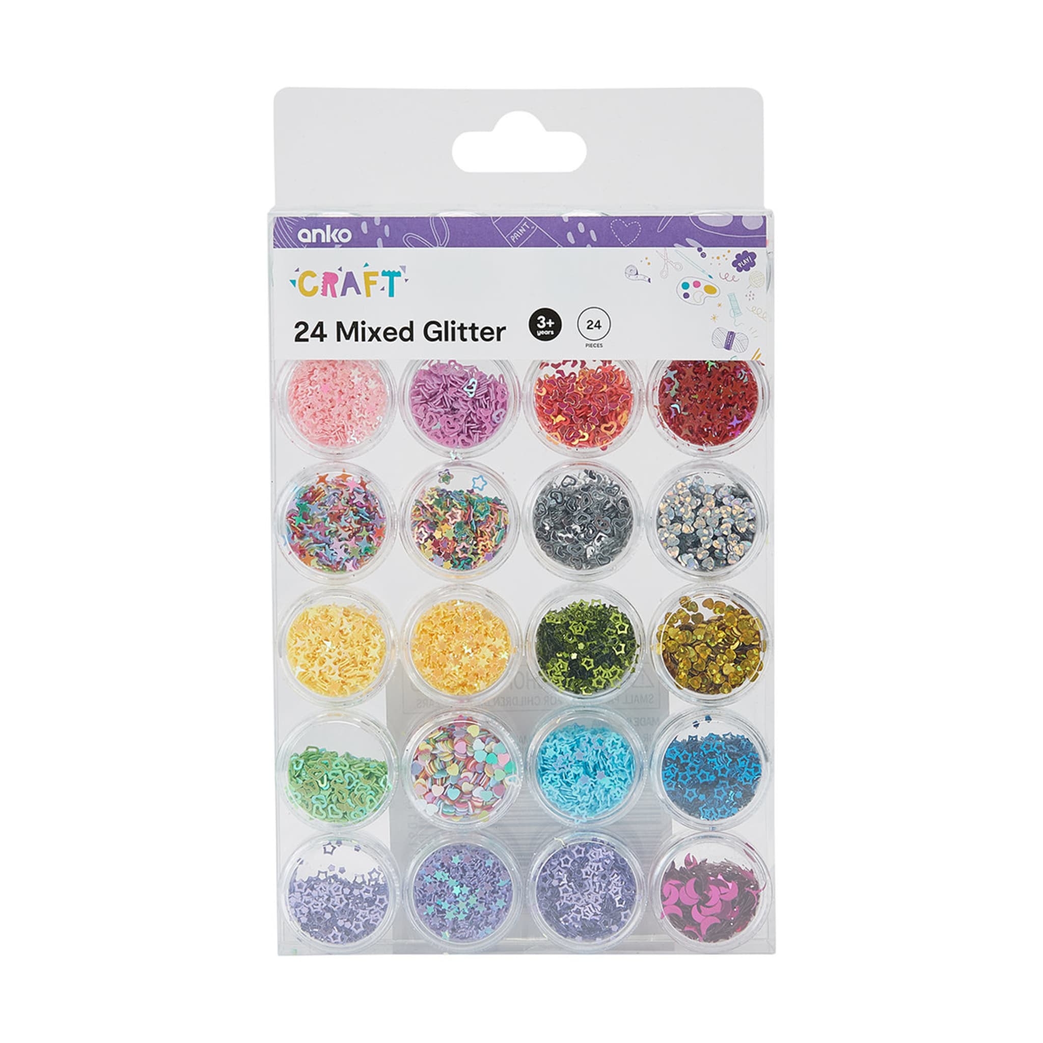24 Piece Mixed Glitter Kmart