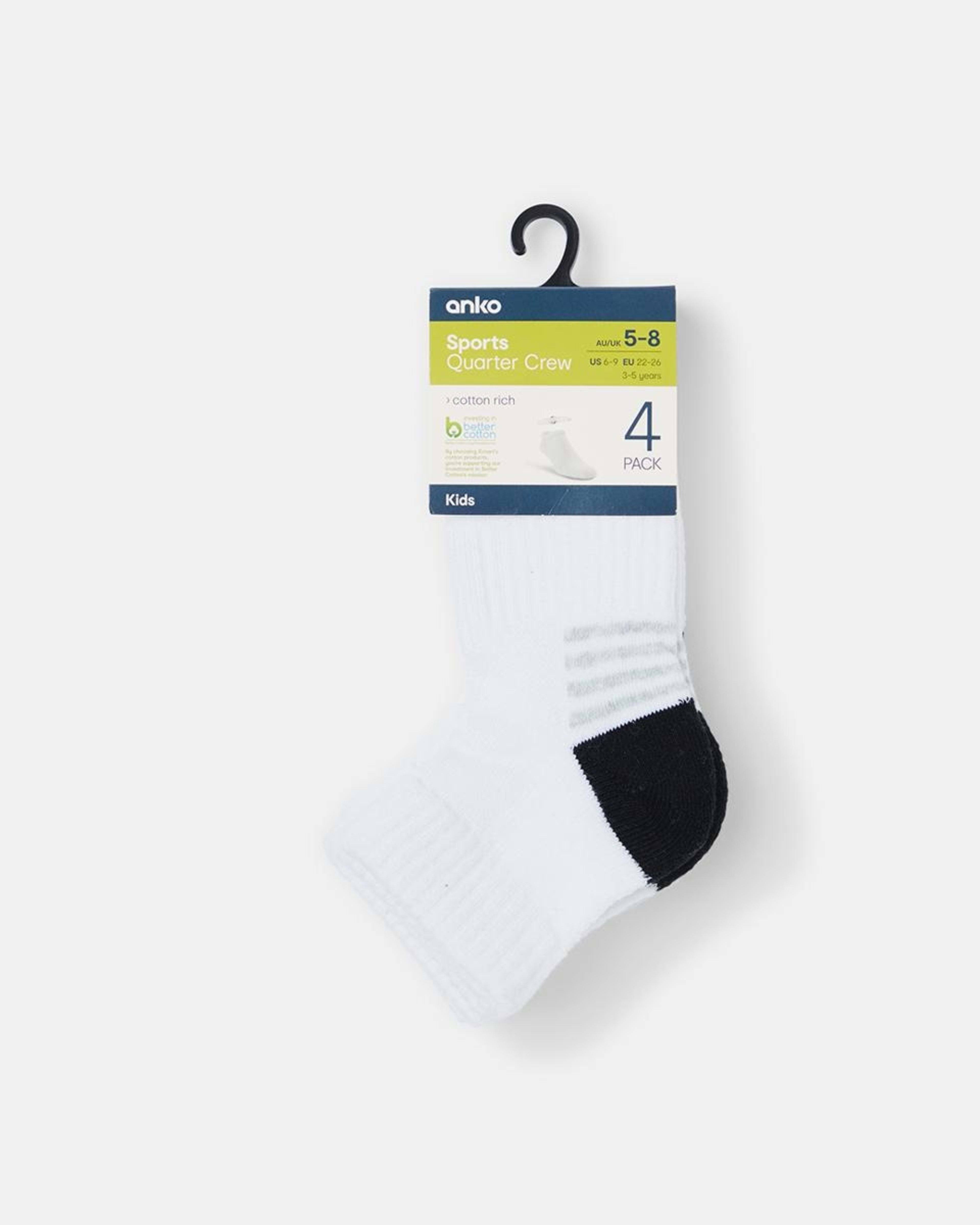 3 4 Pack Active Kids Quarter Crew Socks Green, 3 of 3