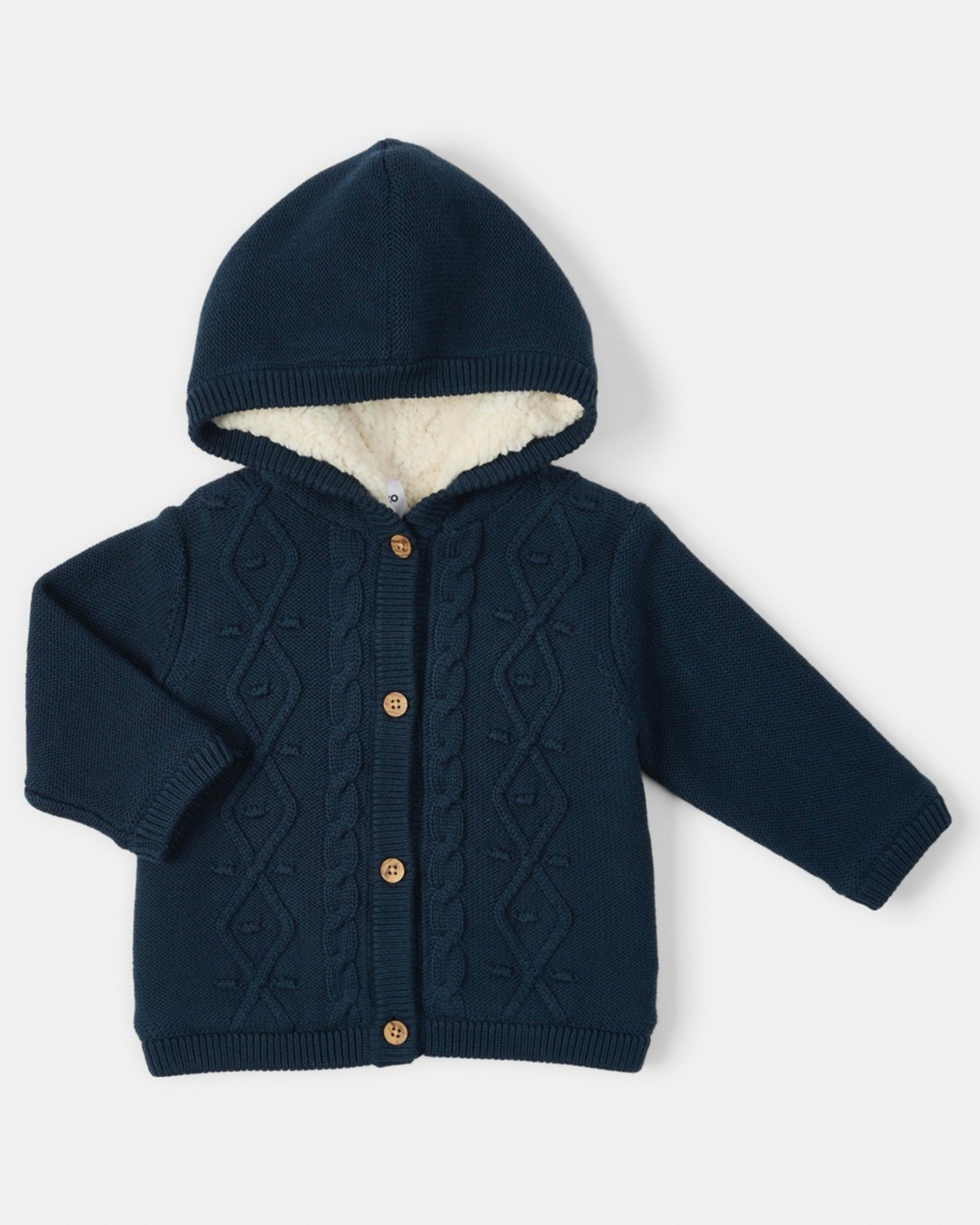 1 Sherpa Cable Cardigan Dress Blue