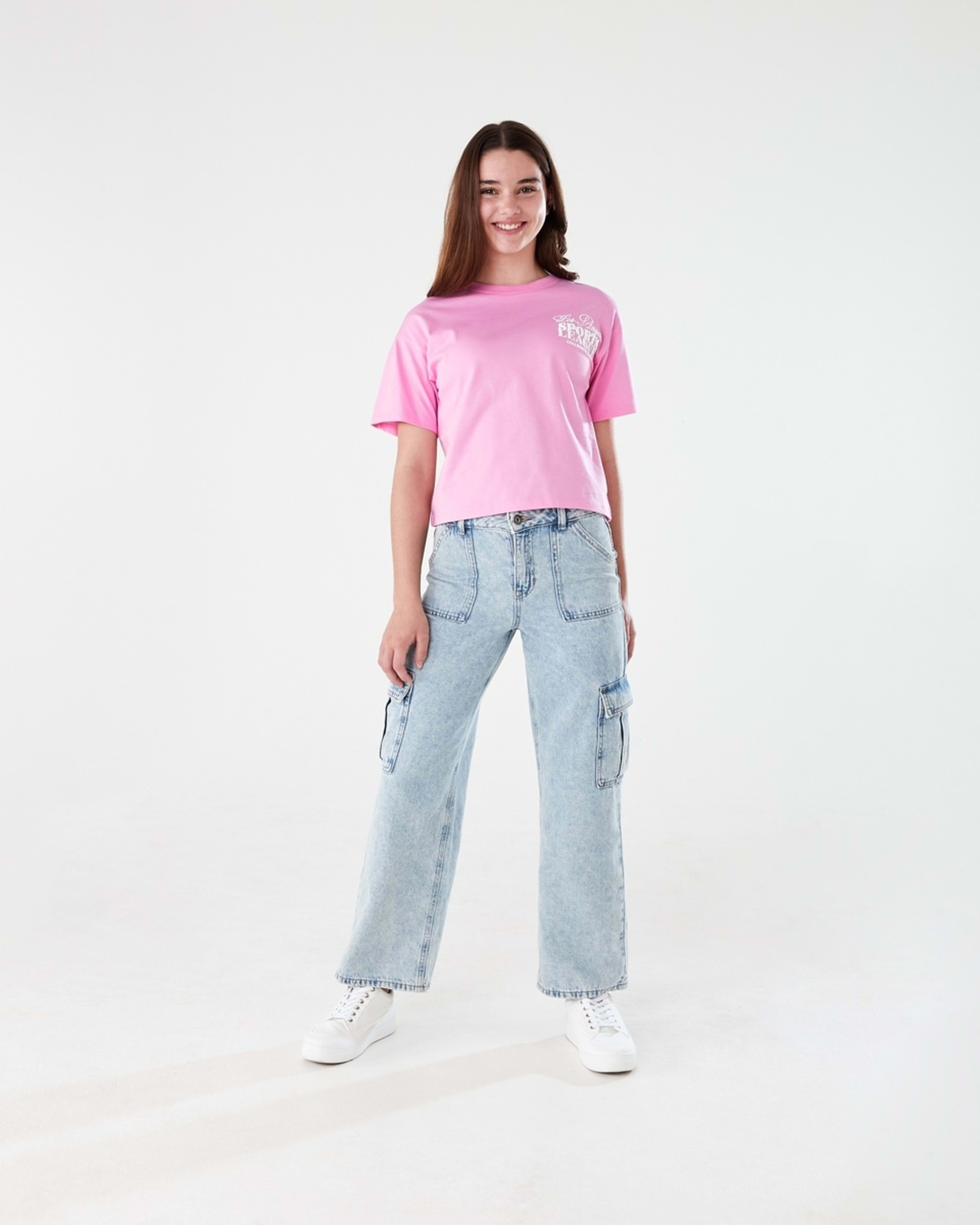 7 Short Sleeve Cropped Print T-shirt LA SPORTS LEAGUE VIOLET PINK, 7 of 8