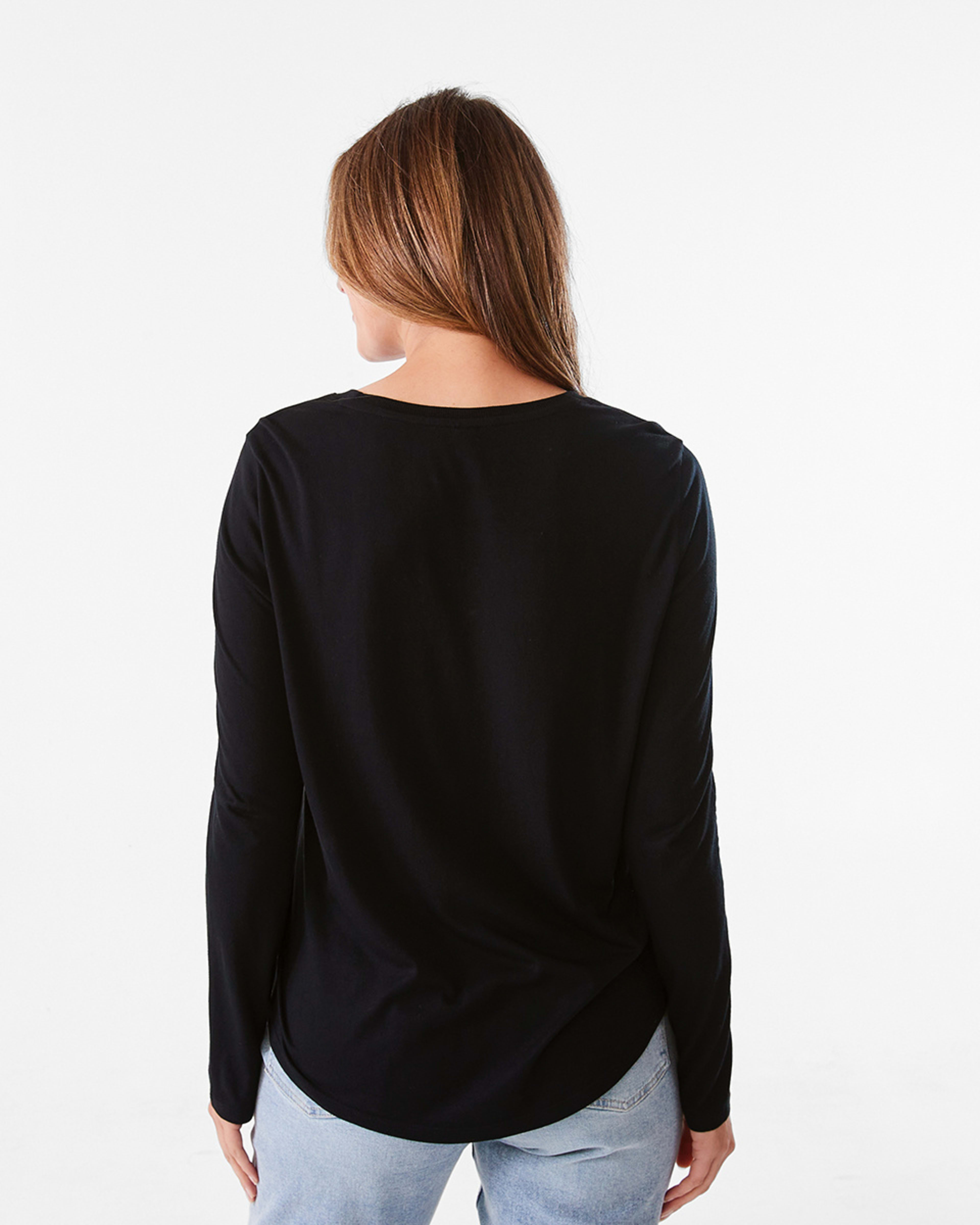 3 Long Sleeve Cotton Modal T-shirt Black, 3 of 5