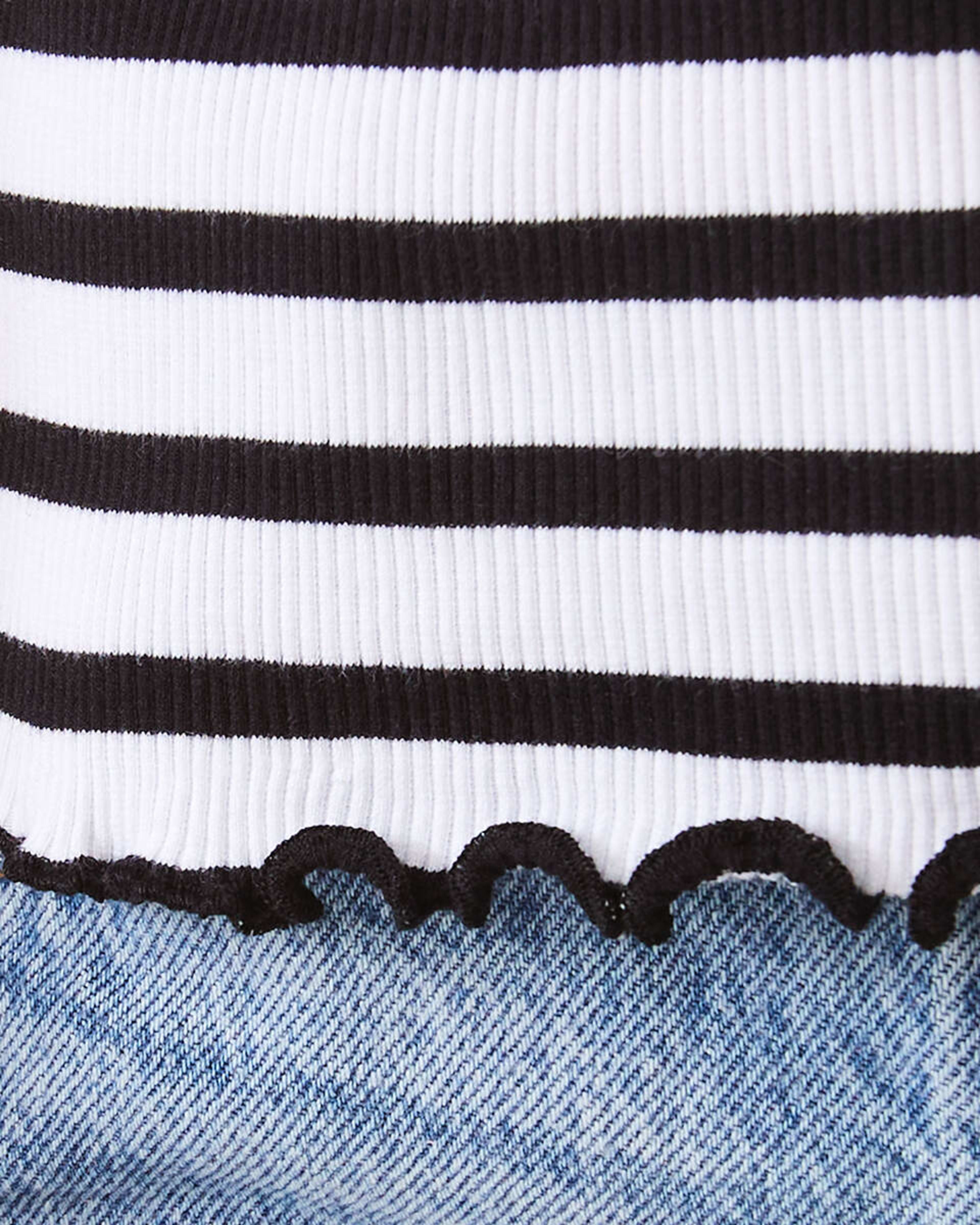 6 Ruched V-Neck Top Blk Stripe, 6 of 10