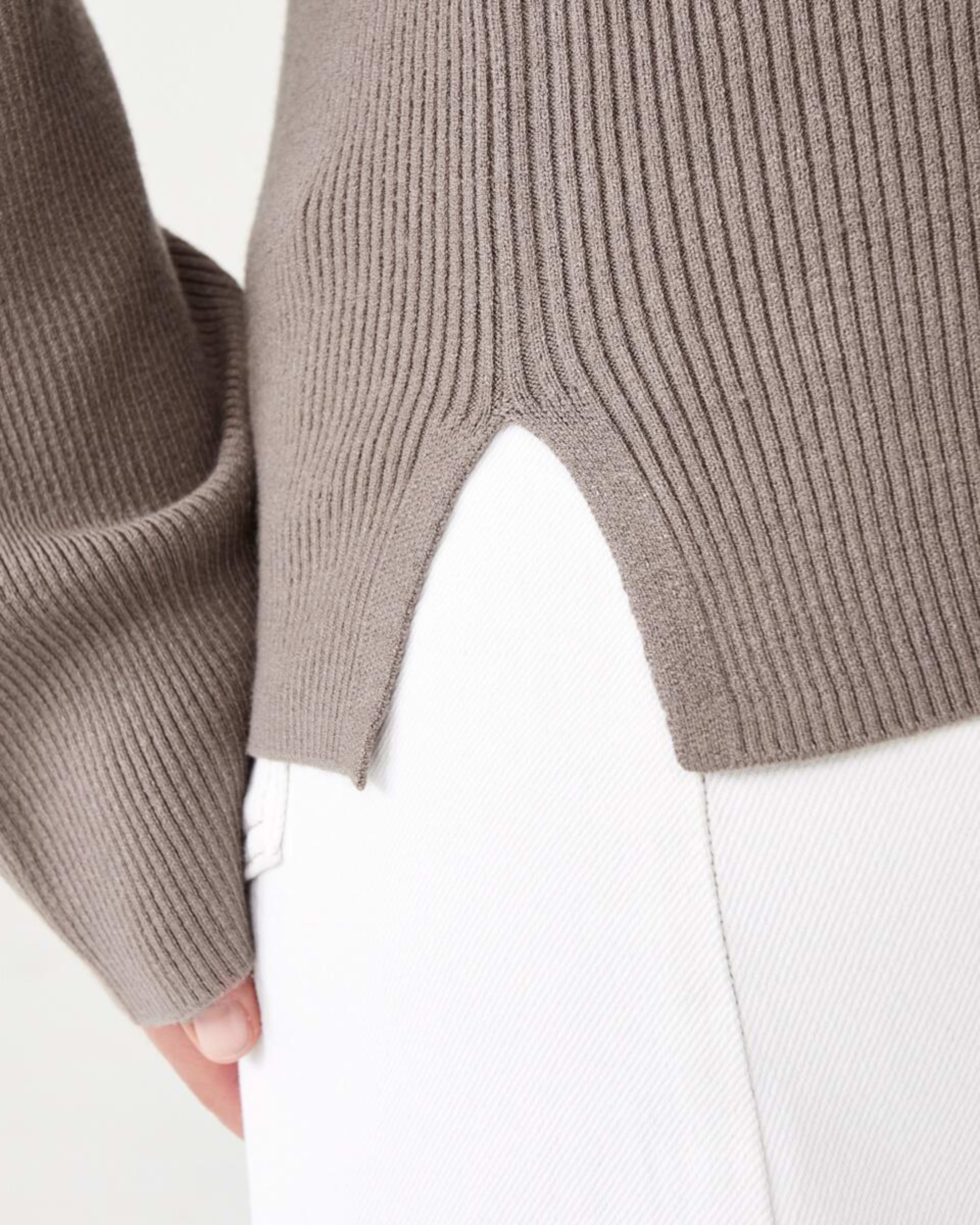 7 Mock Neck Rib Jumper Taupe Brn, 7 of 9