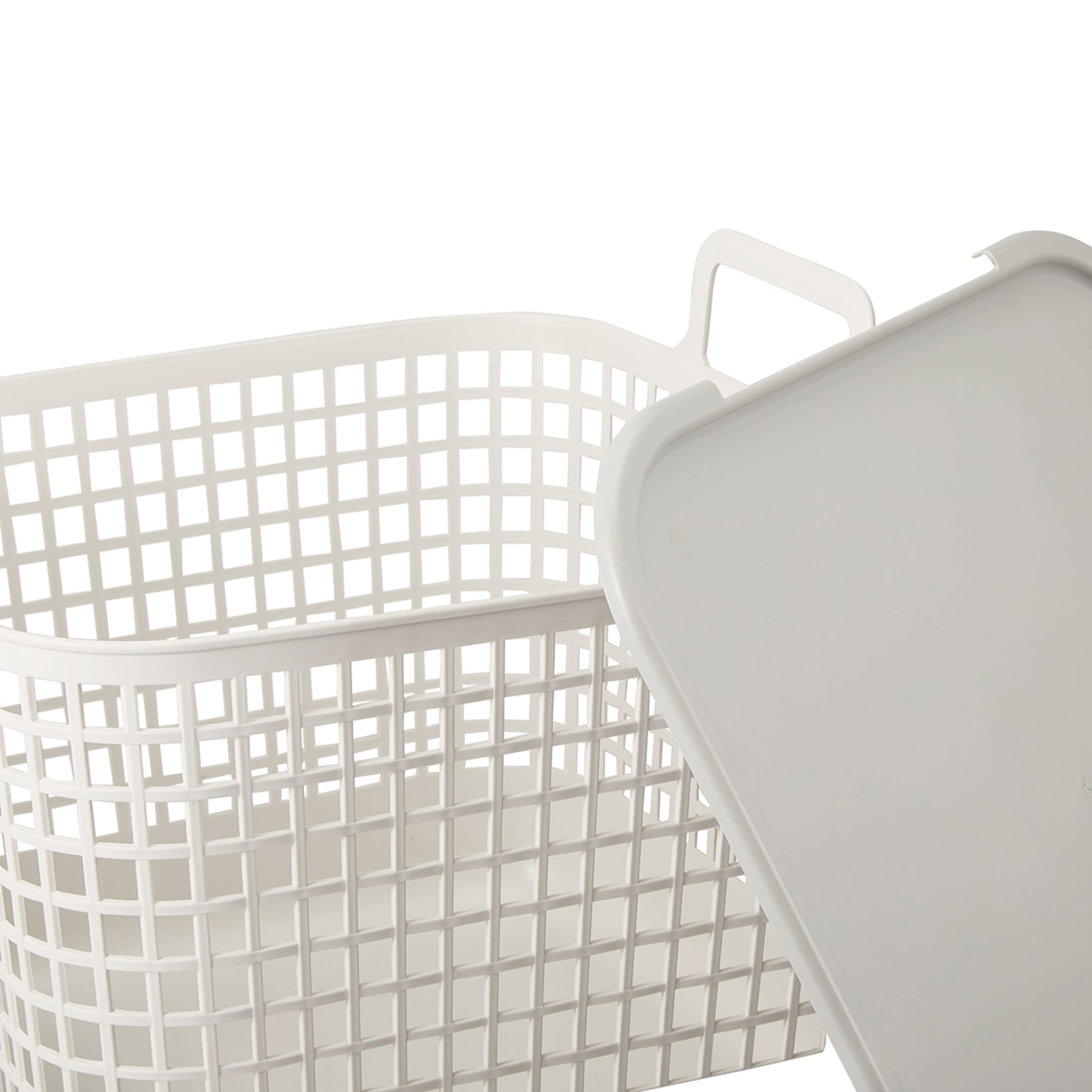 Square Plastic Basket with Lid Large, Grey Kmart