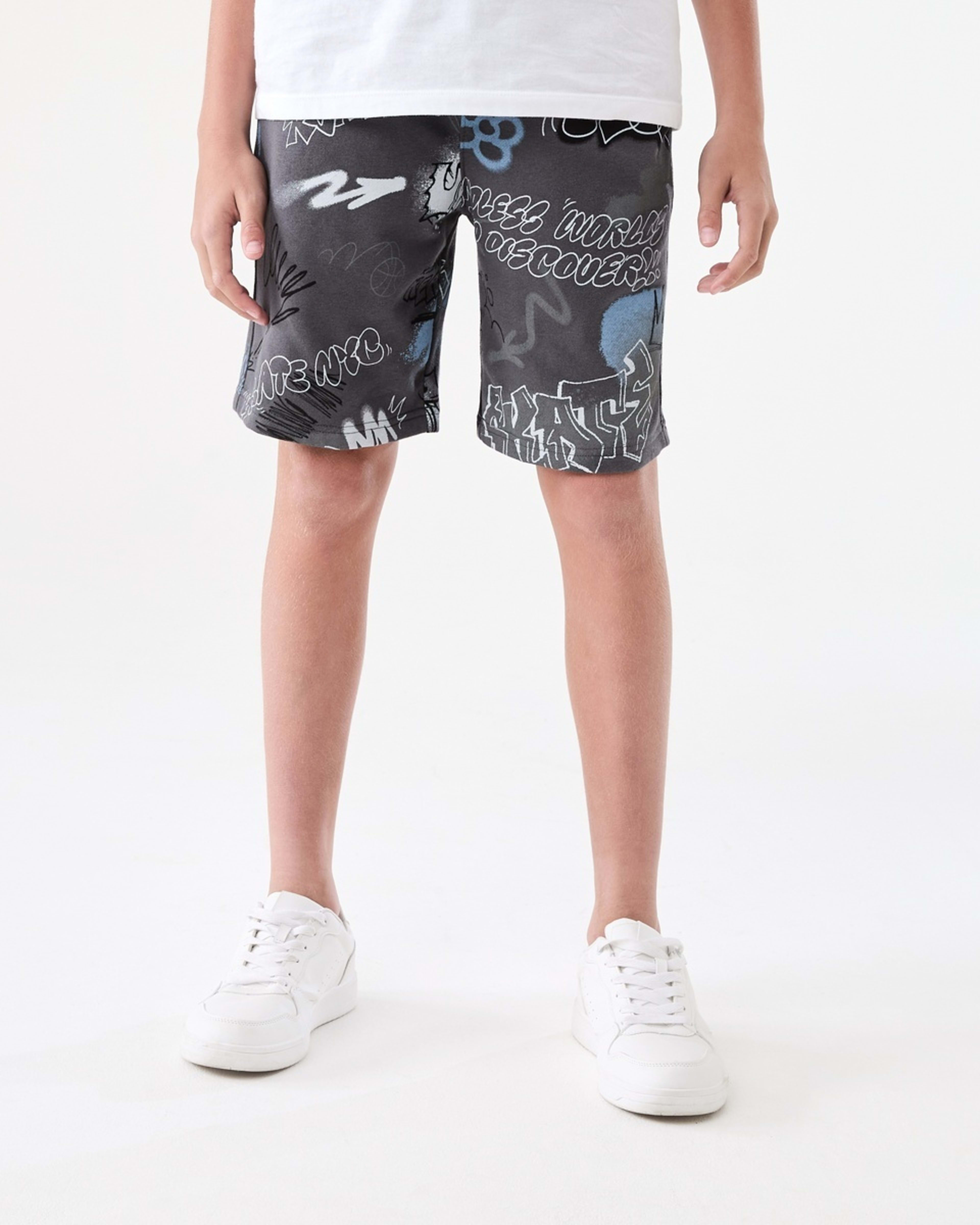 1 Printed Knit Shorts GRAFFITI OVERSPRAY GREY