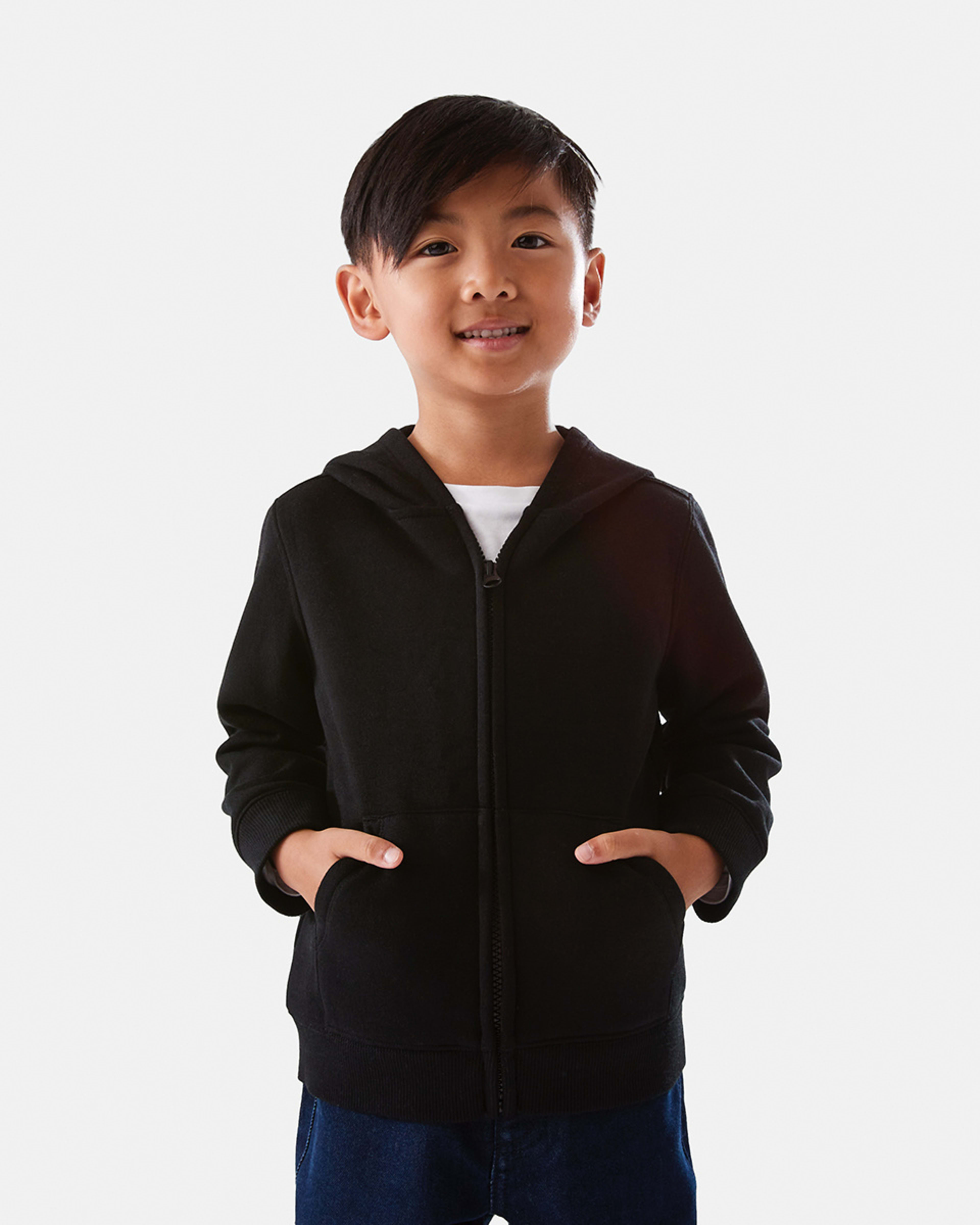 2 Plain Zip Through Hoodie Black, 2 of 9