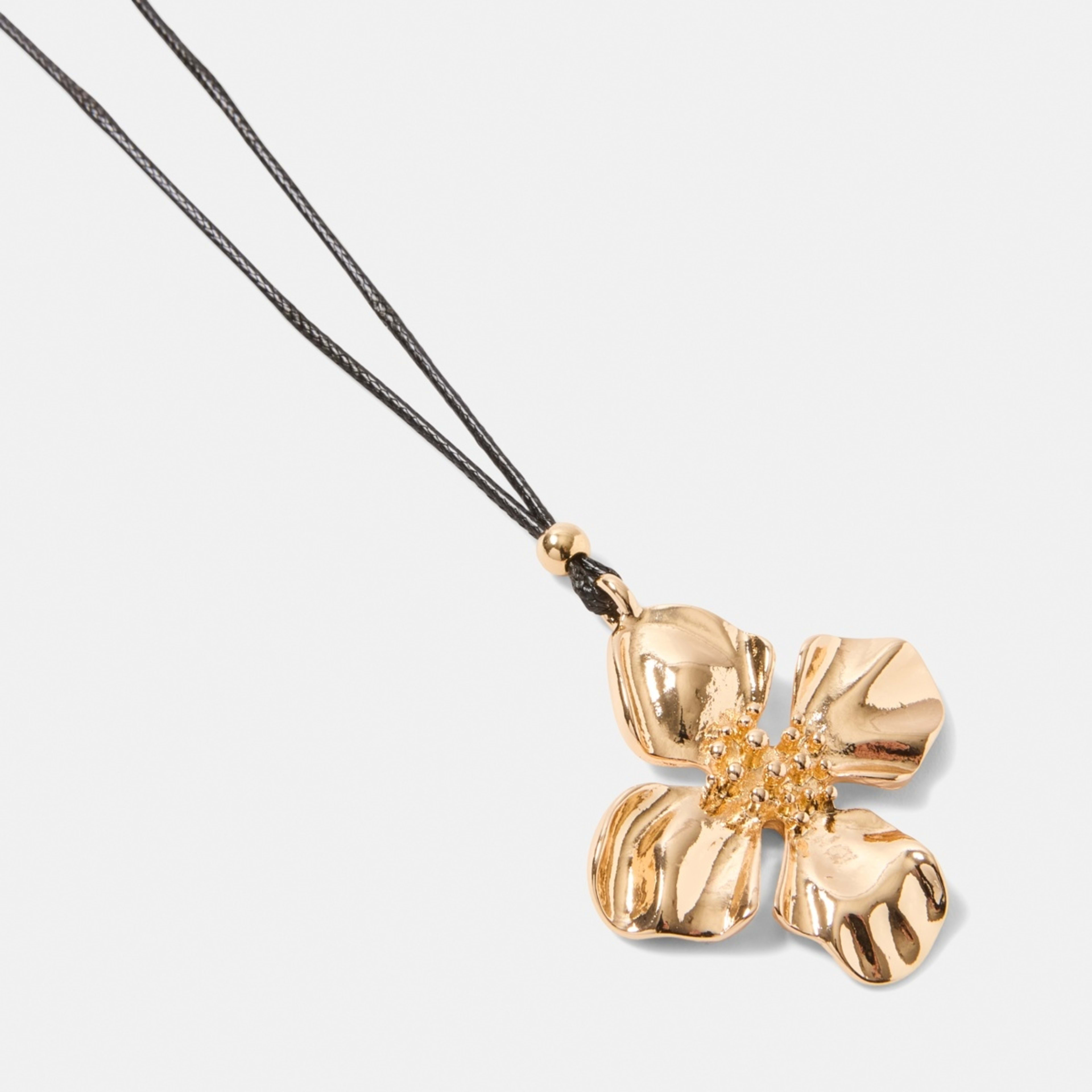 1 Cord Flower Necklace - Gold Tone, 1 of 4