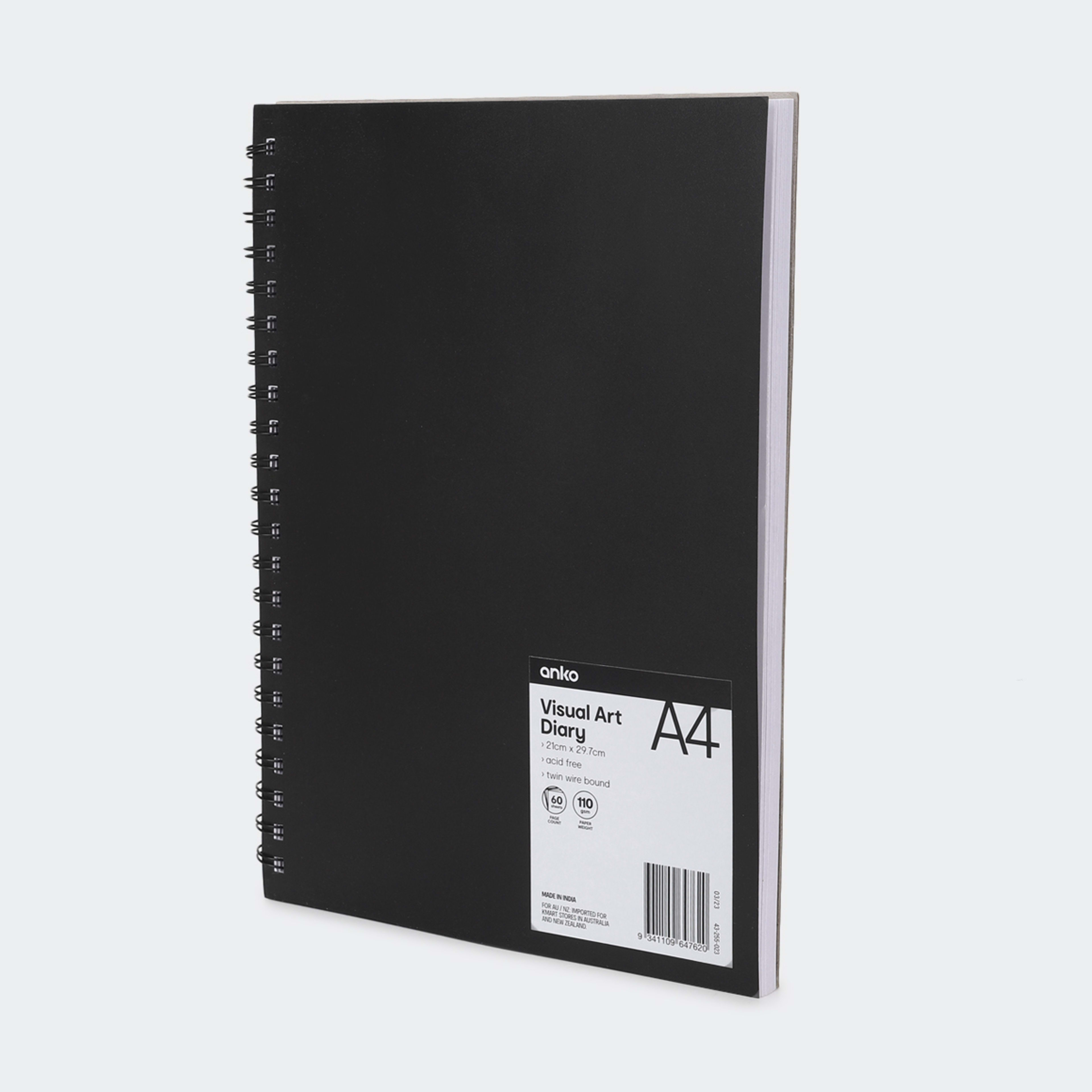 A4 Visual Art Diary Black Kmart
