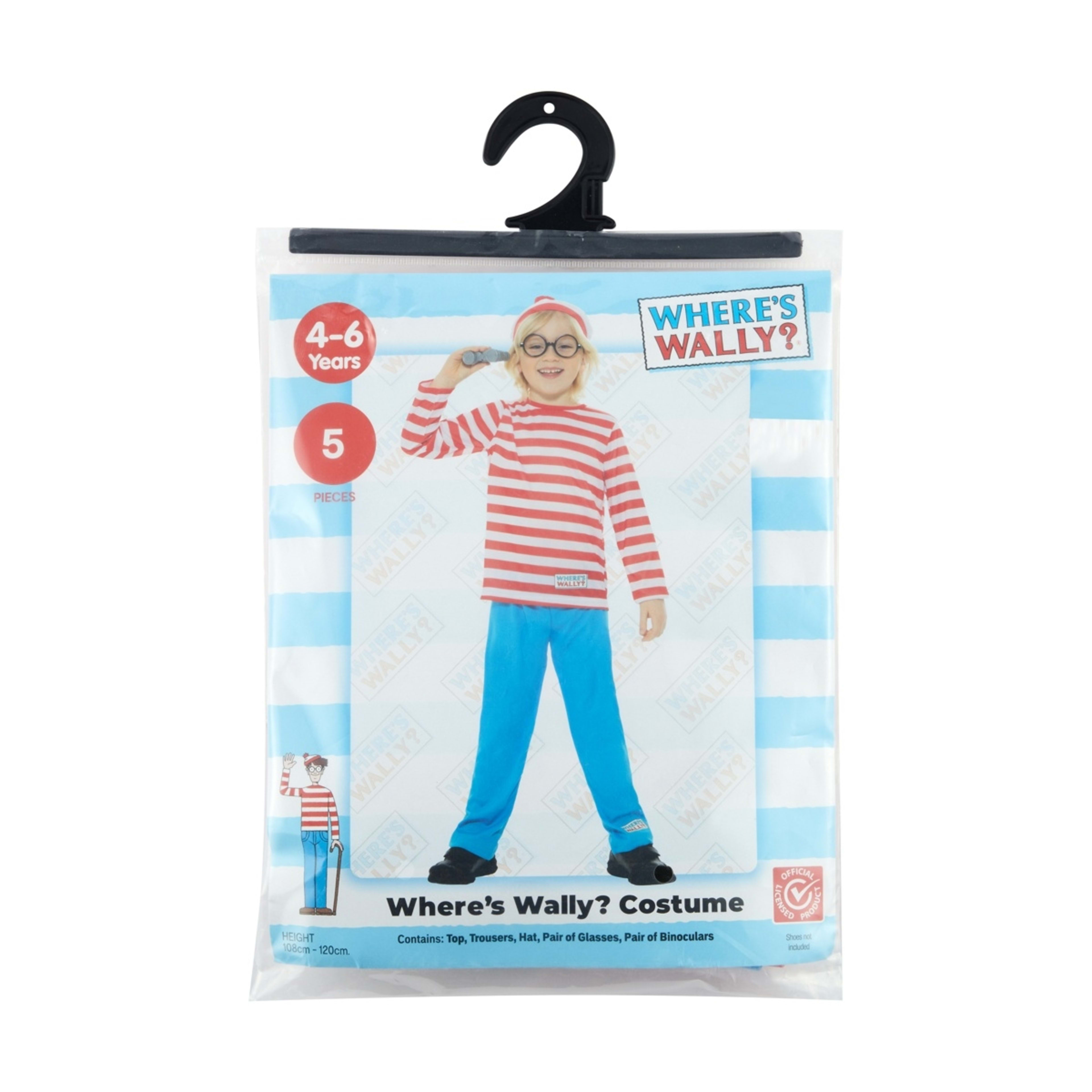4 5 Piece Where's Wally? Costume - Ages 4-6, 4 of 4