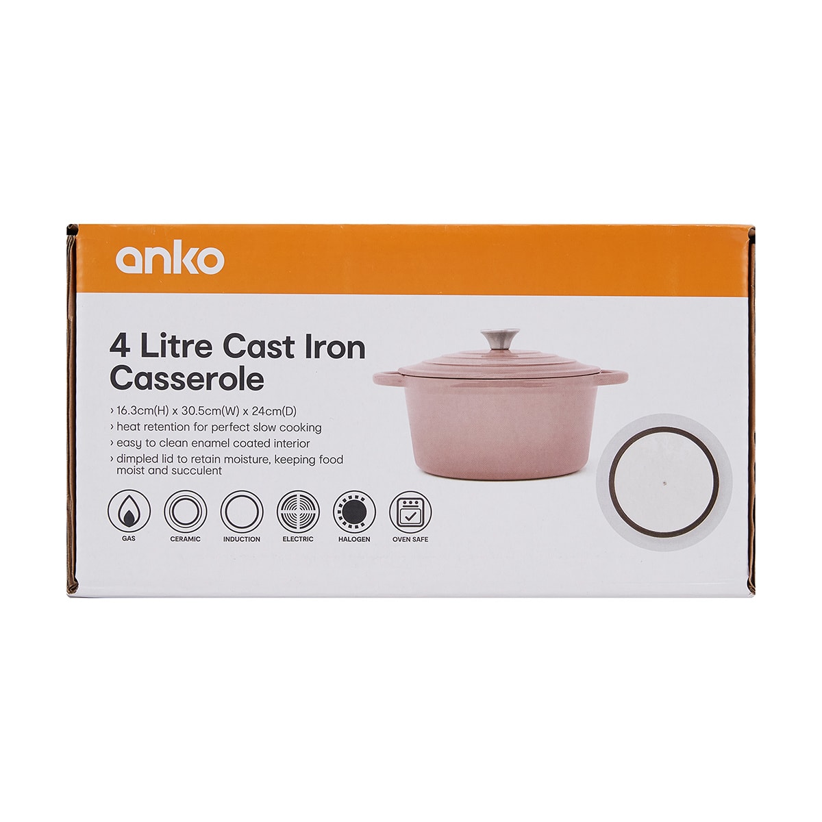 4L Cast Iron Casserole Blush Kmart
