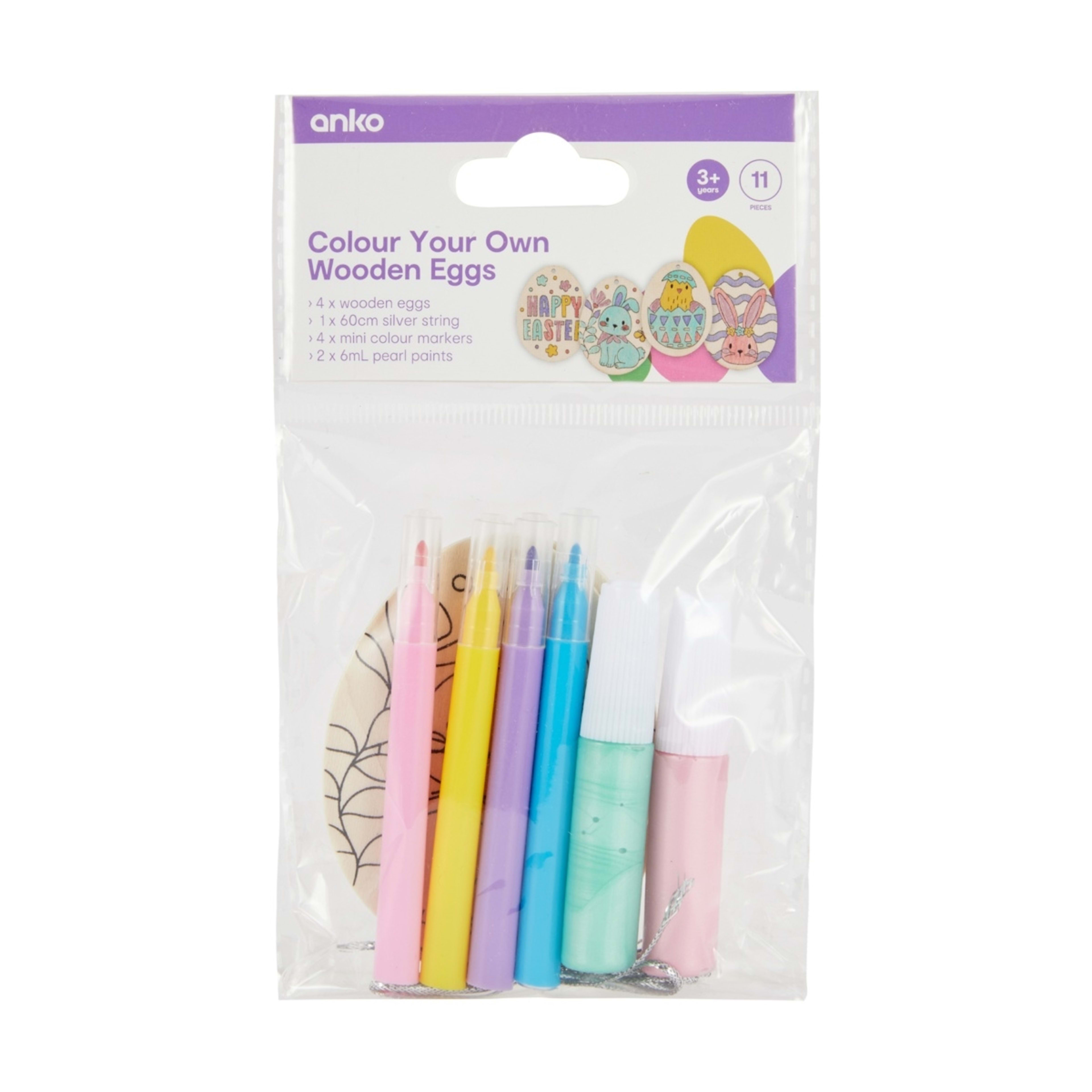 2 11 Piece Colour Your Own Wooden Easter Eggs, 2 of 6