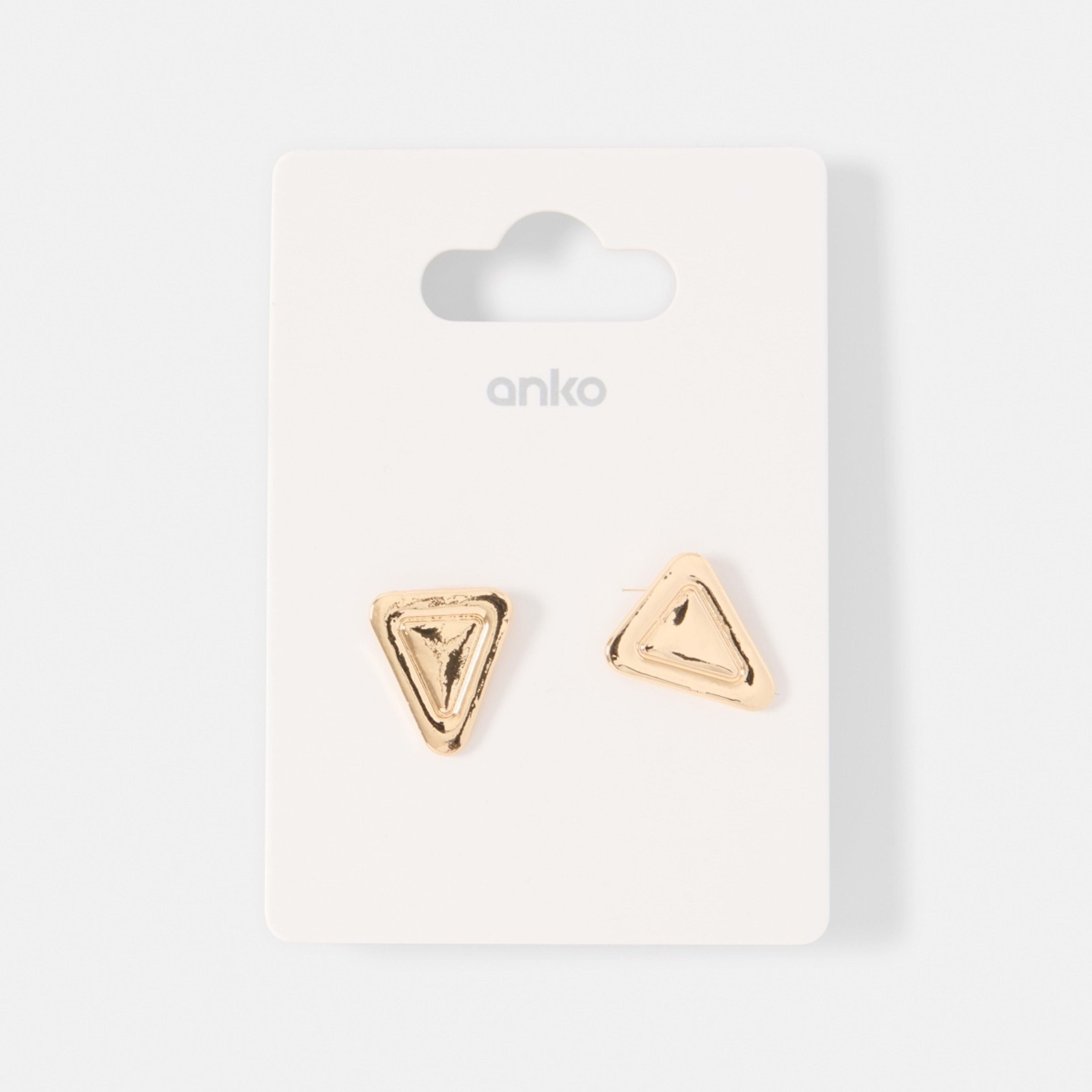 5 Triangle Stud Earrings - Gold Tone, 5 of 5