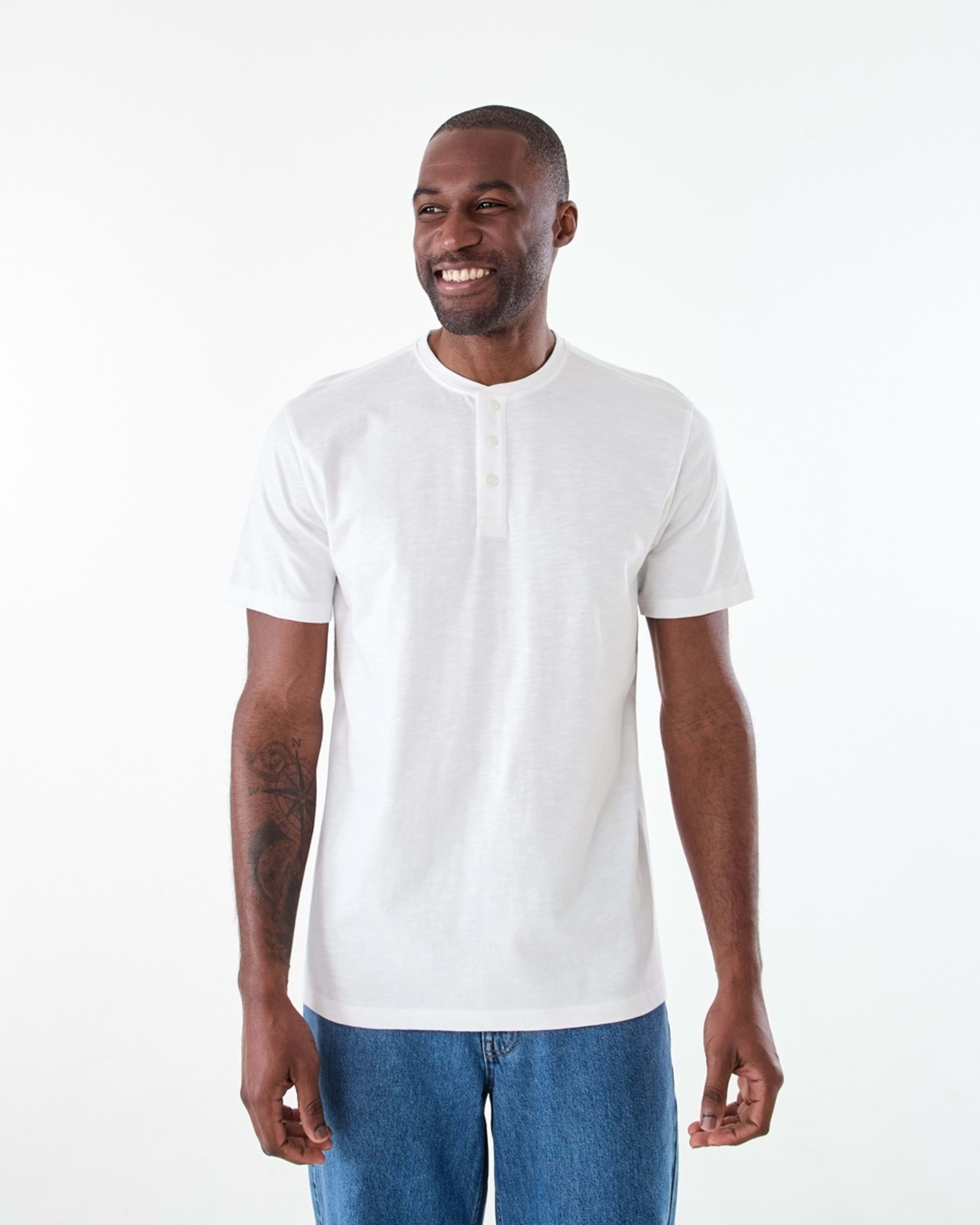 1 Henley T-shirt SNOW WHITE