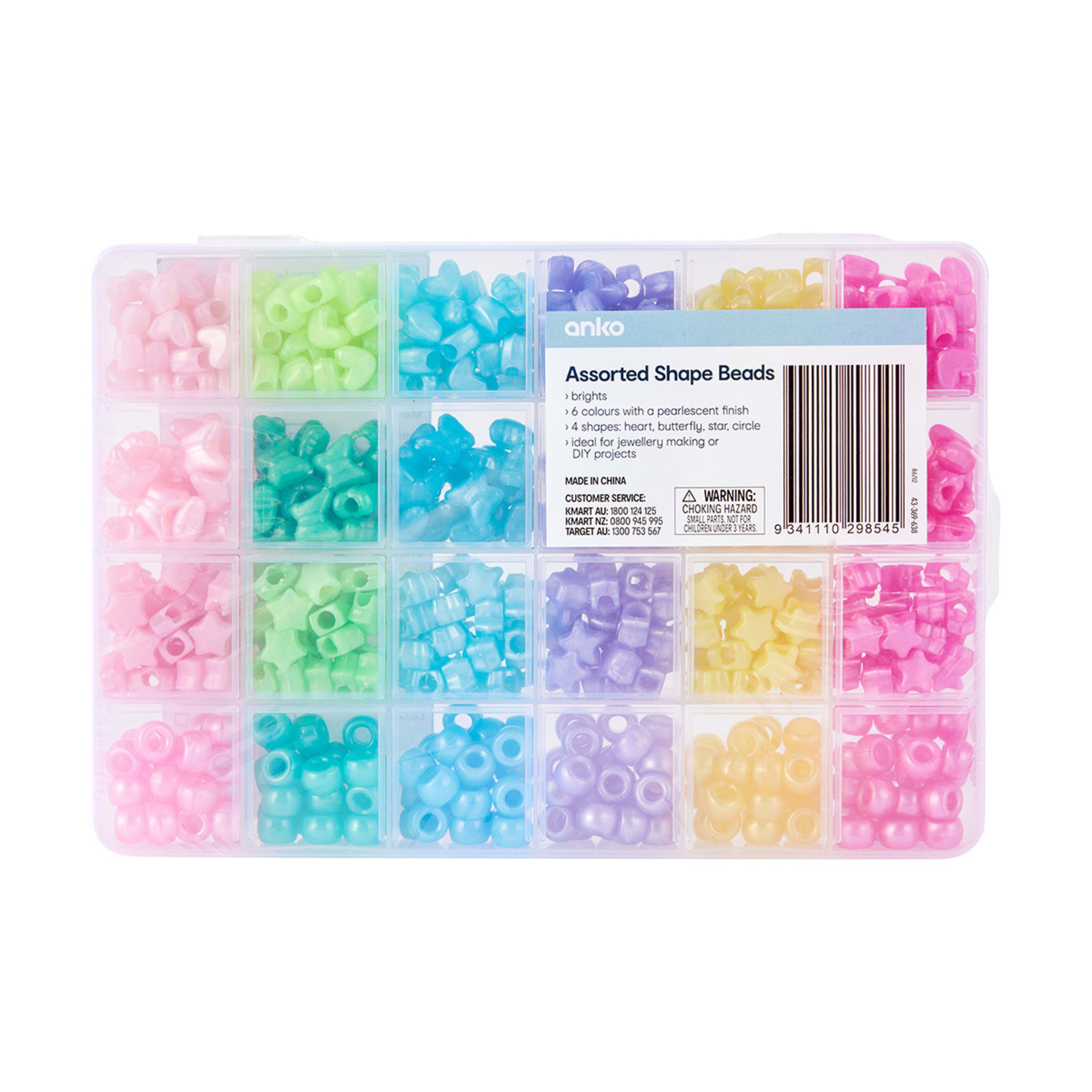 Assorted Shape Beads Set Brights Kmart