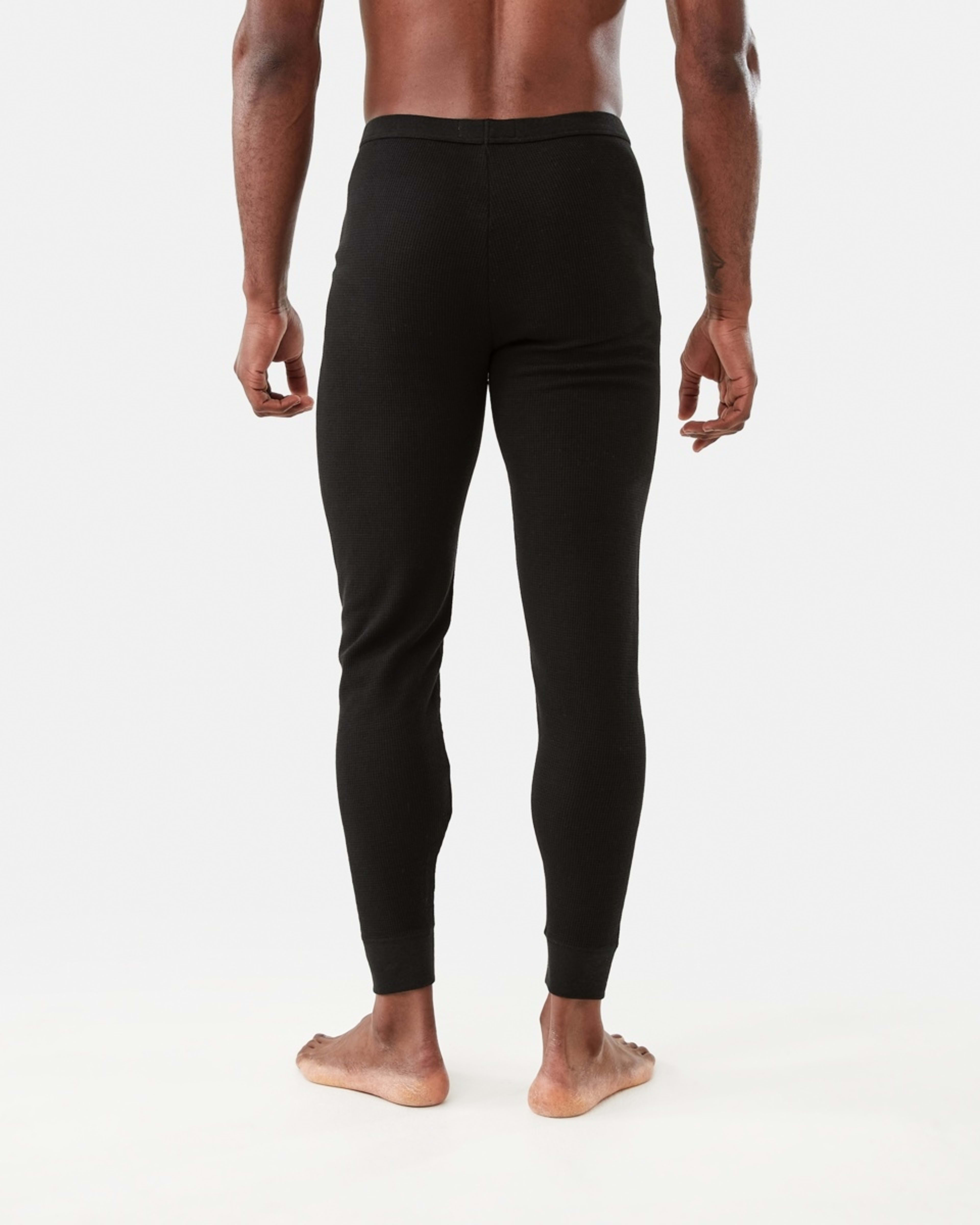3 Long Mini Waffle Thermal Pants Black, 3 of 6
