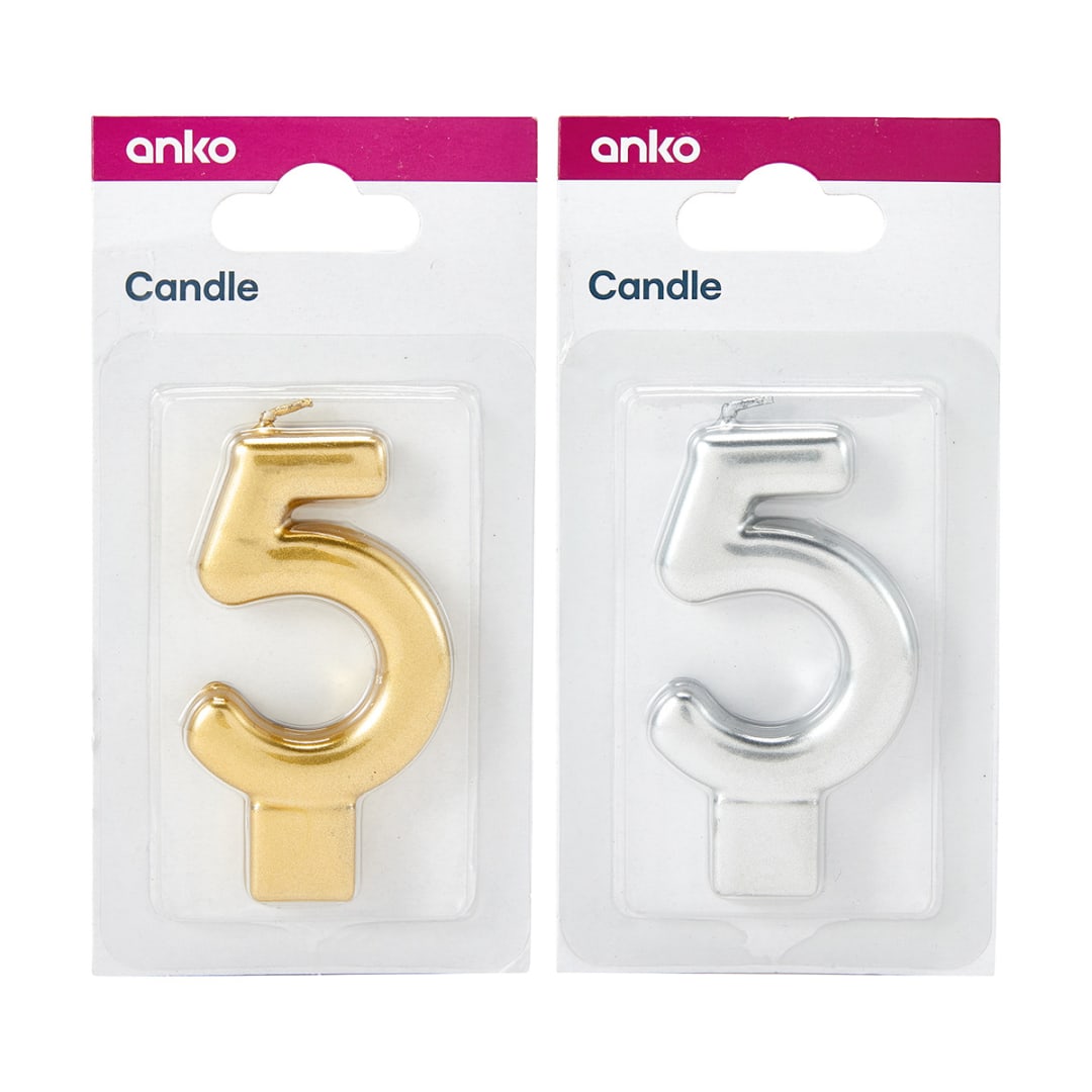 Metallic Candle Number 5 Assorted Kmart