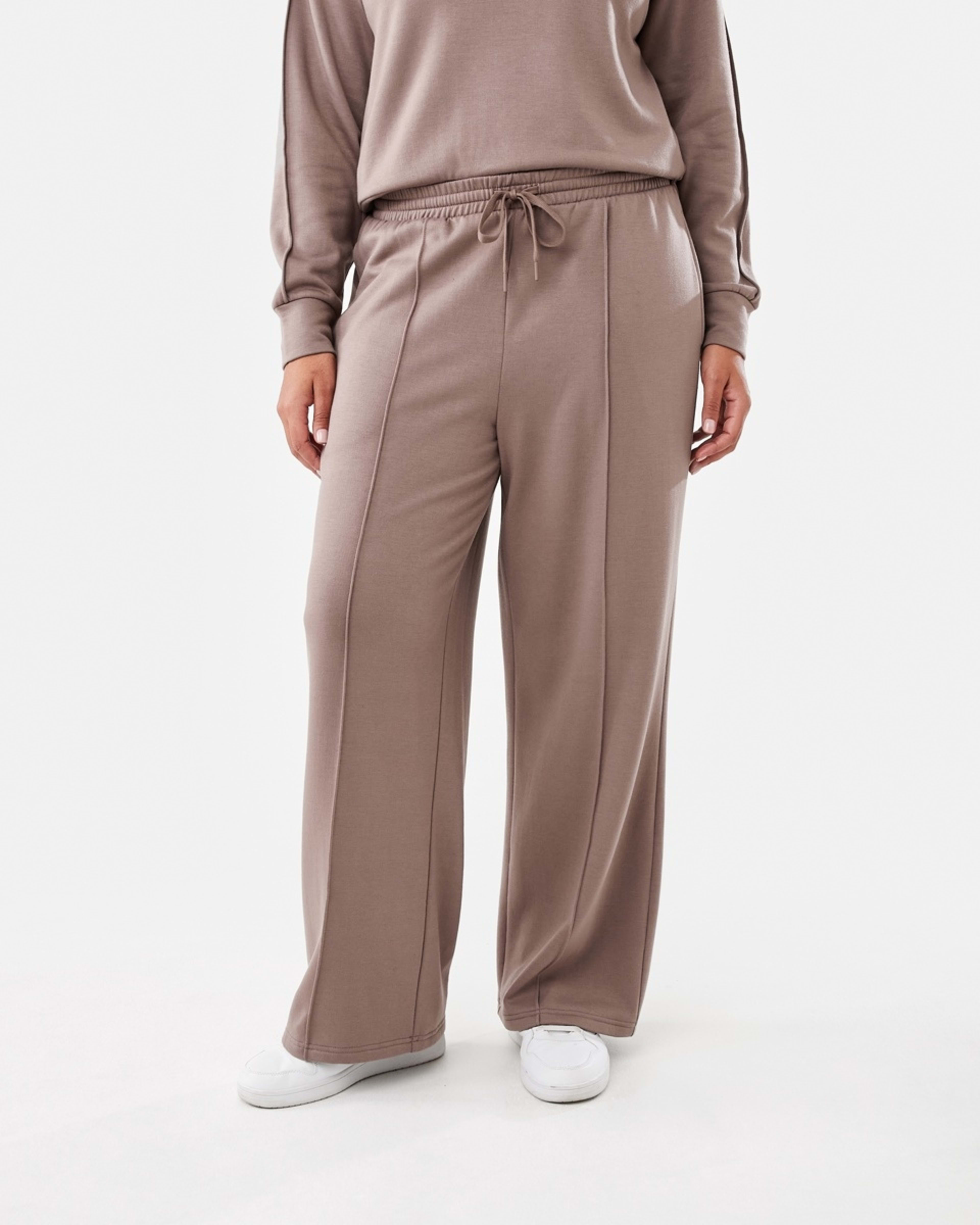 1 Soft Touch Wide Leg Trackpants Taupe Brn, 1 of 5