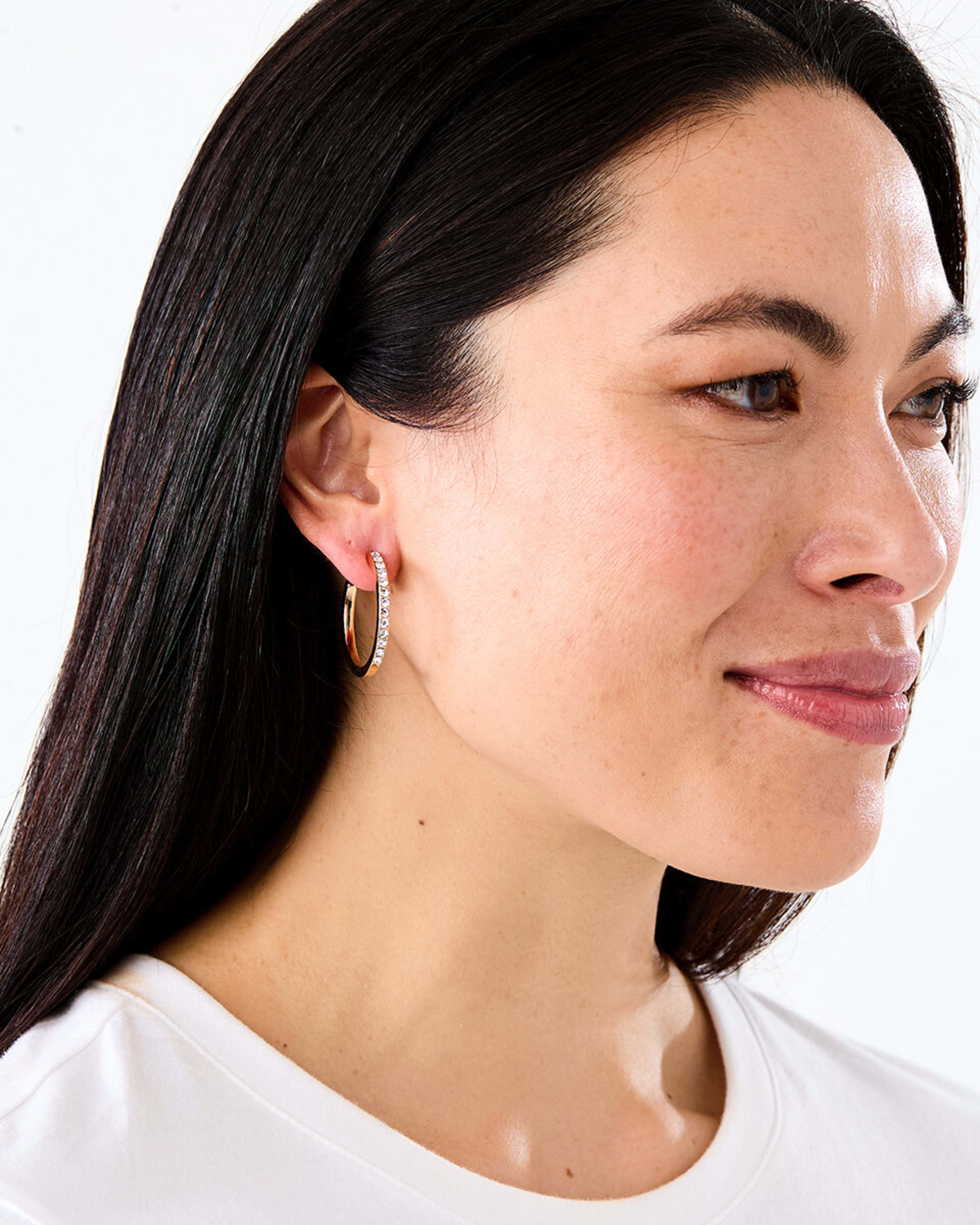 3 3 Pack Diamante Hoop Earrings - Silver Tone Gold, 3 of 5