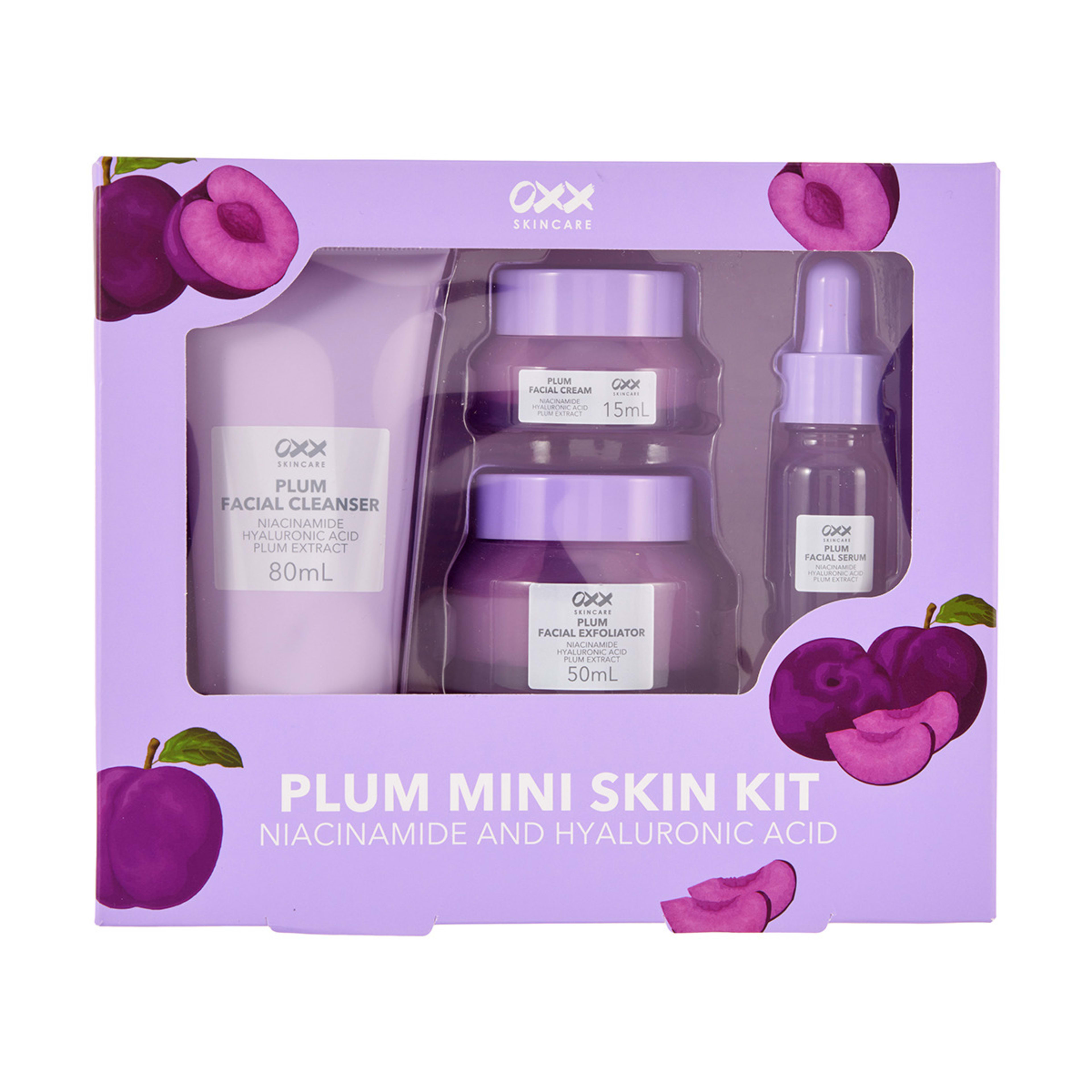 1 OXX Skincare Plum Mini Skin Kit - Niacinamide and Hyaluronic Acid, 1 of 9