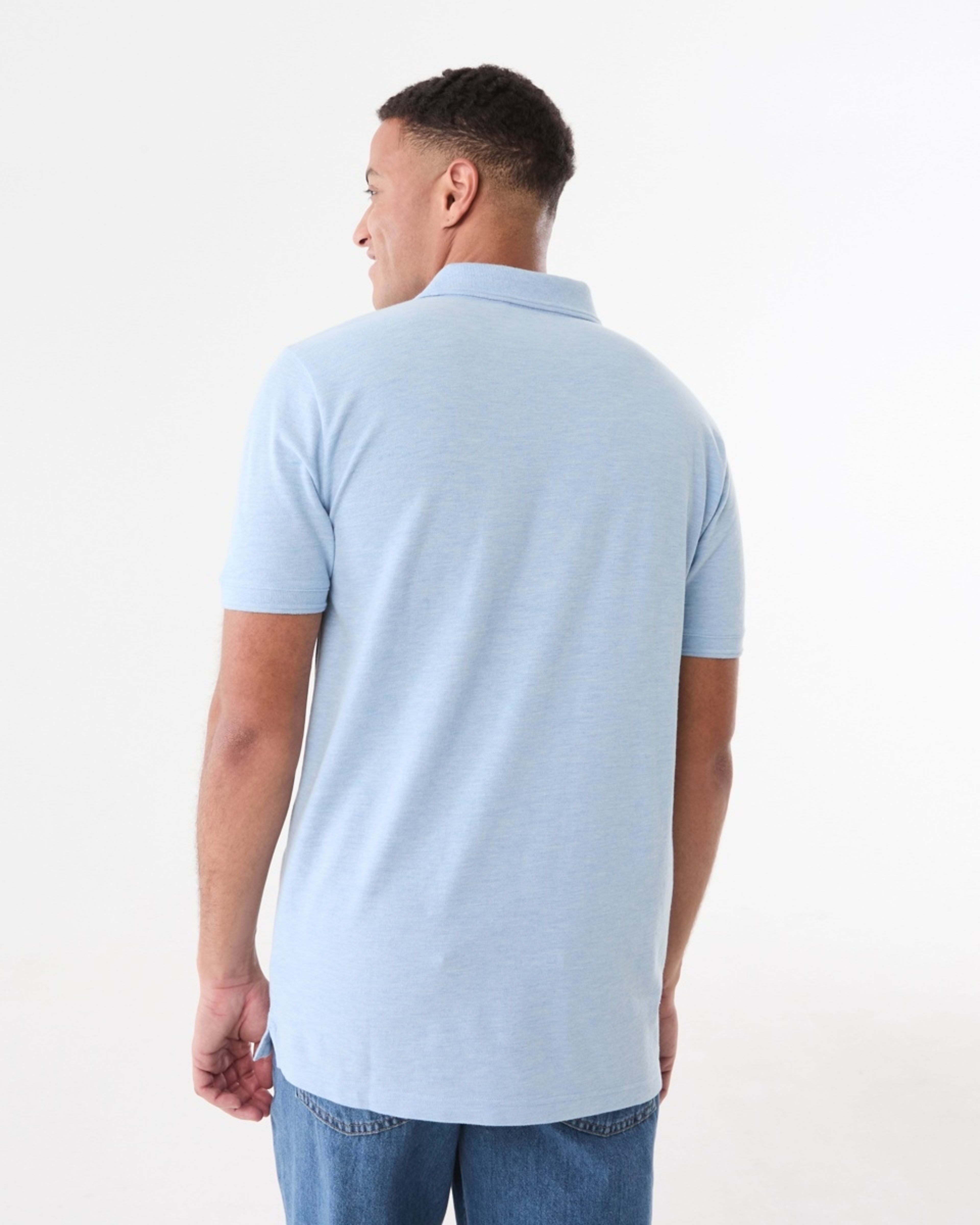 3 Pique Polo Shirt FOG BLUE MARLE, 3 of 5