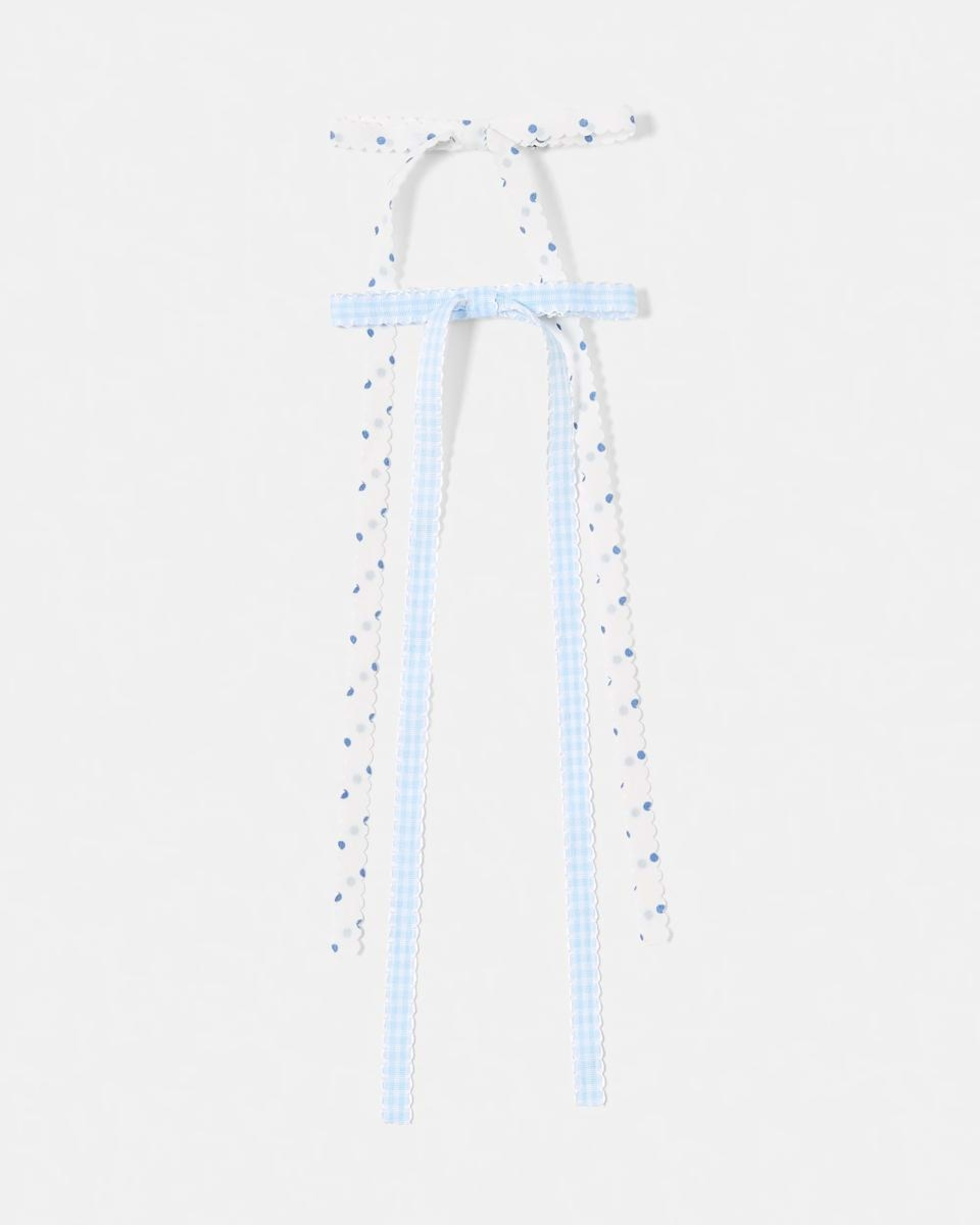 1 2 Pack Polka and Check Bow Hair Clips Blue, 1 of 3