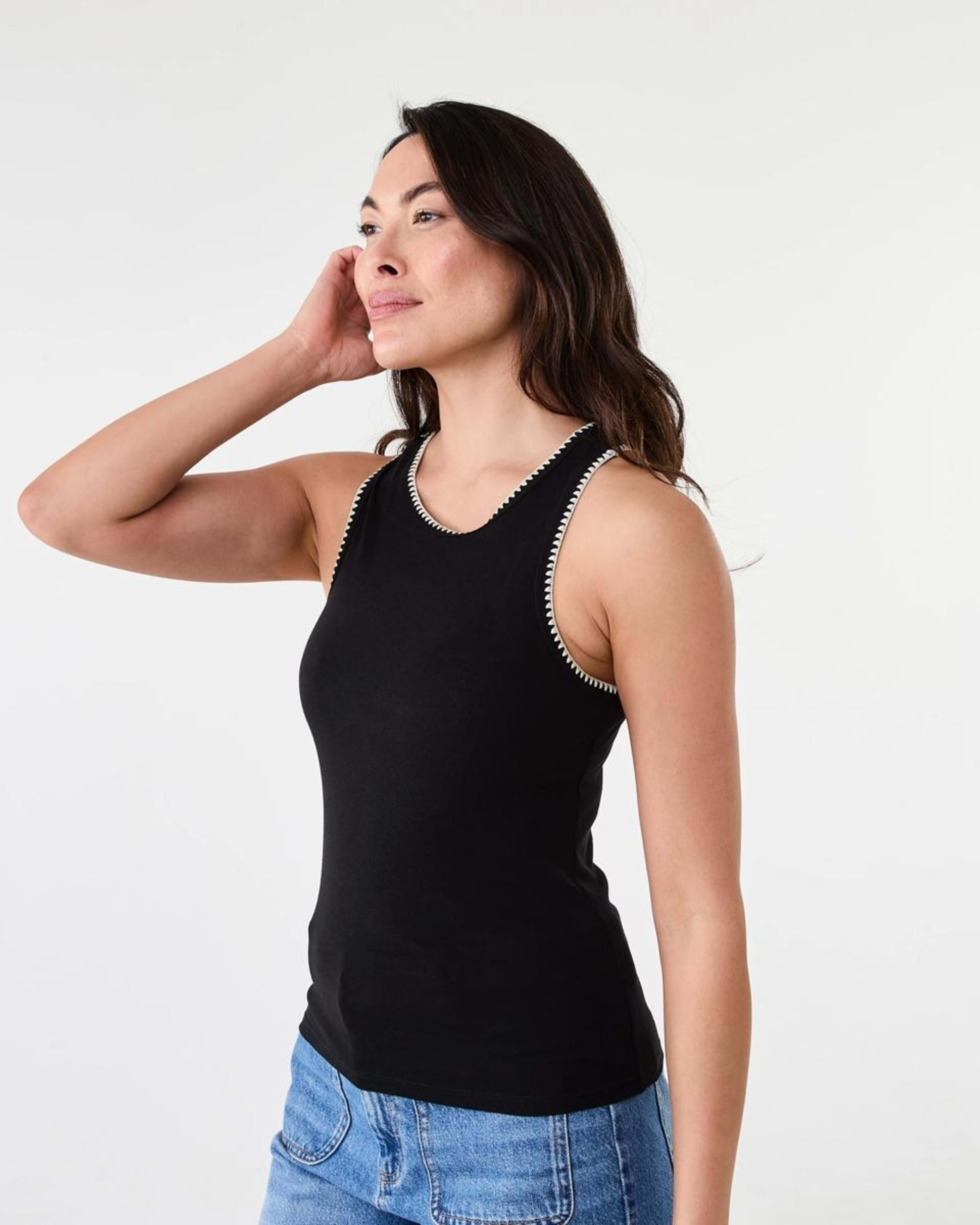 2 Sleeveless Whip Stitch Tank Black, 2 of 5
