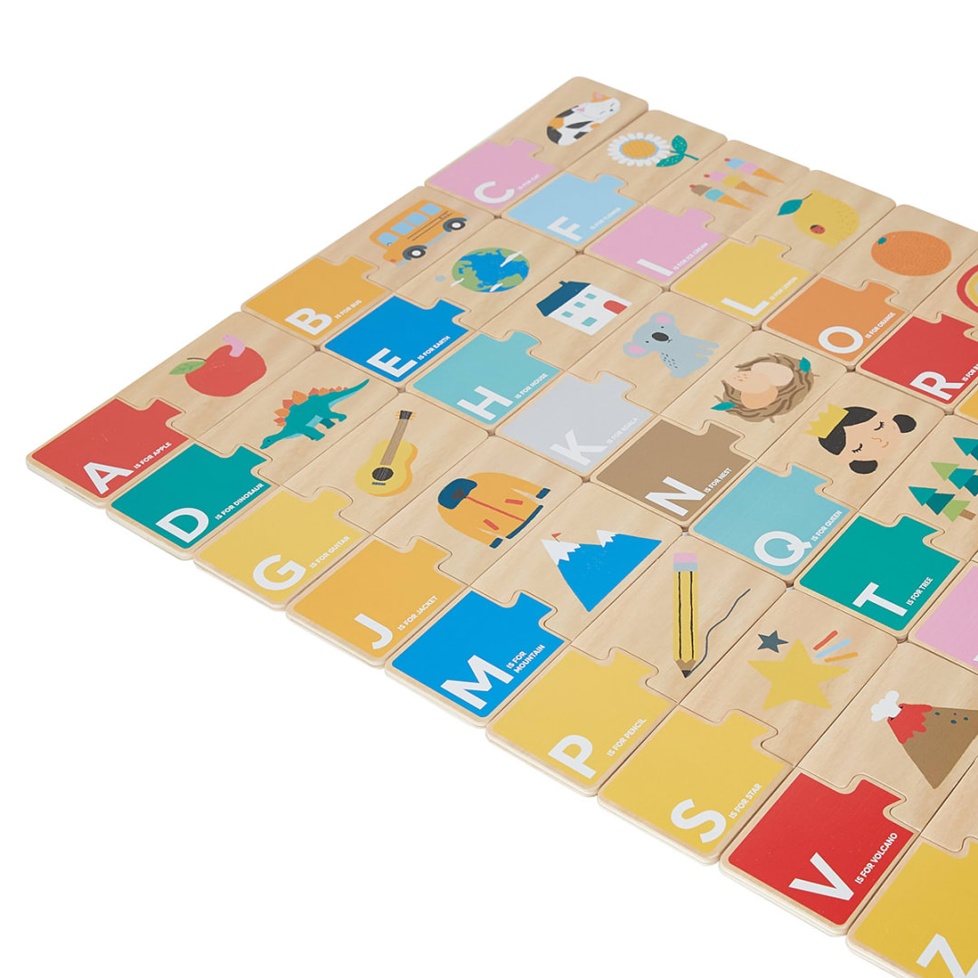 Wooden Alphabet Cards Puzzle Set Kmart