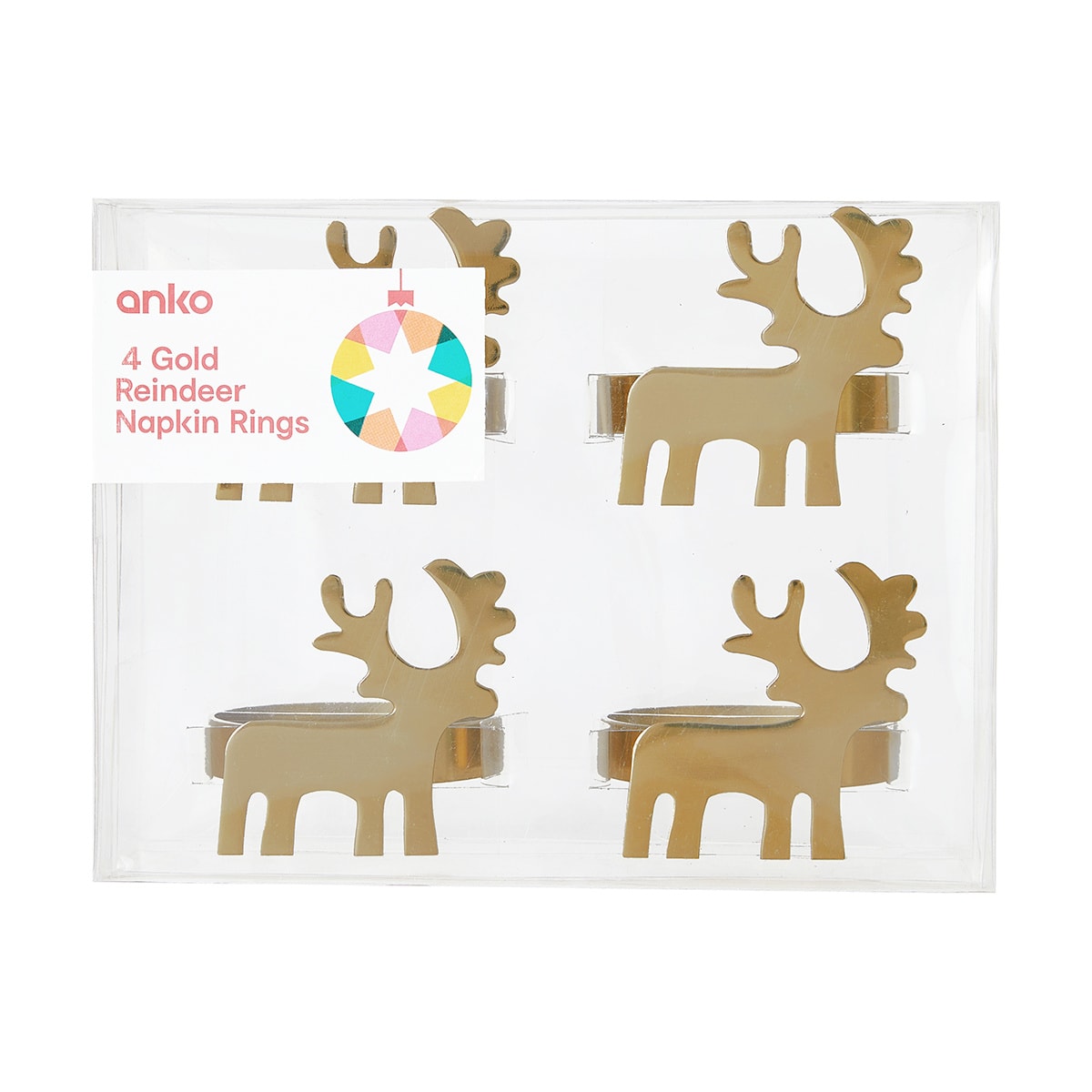 4 Pack Brass Reindeer Napkin Rings Kmart