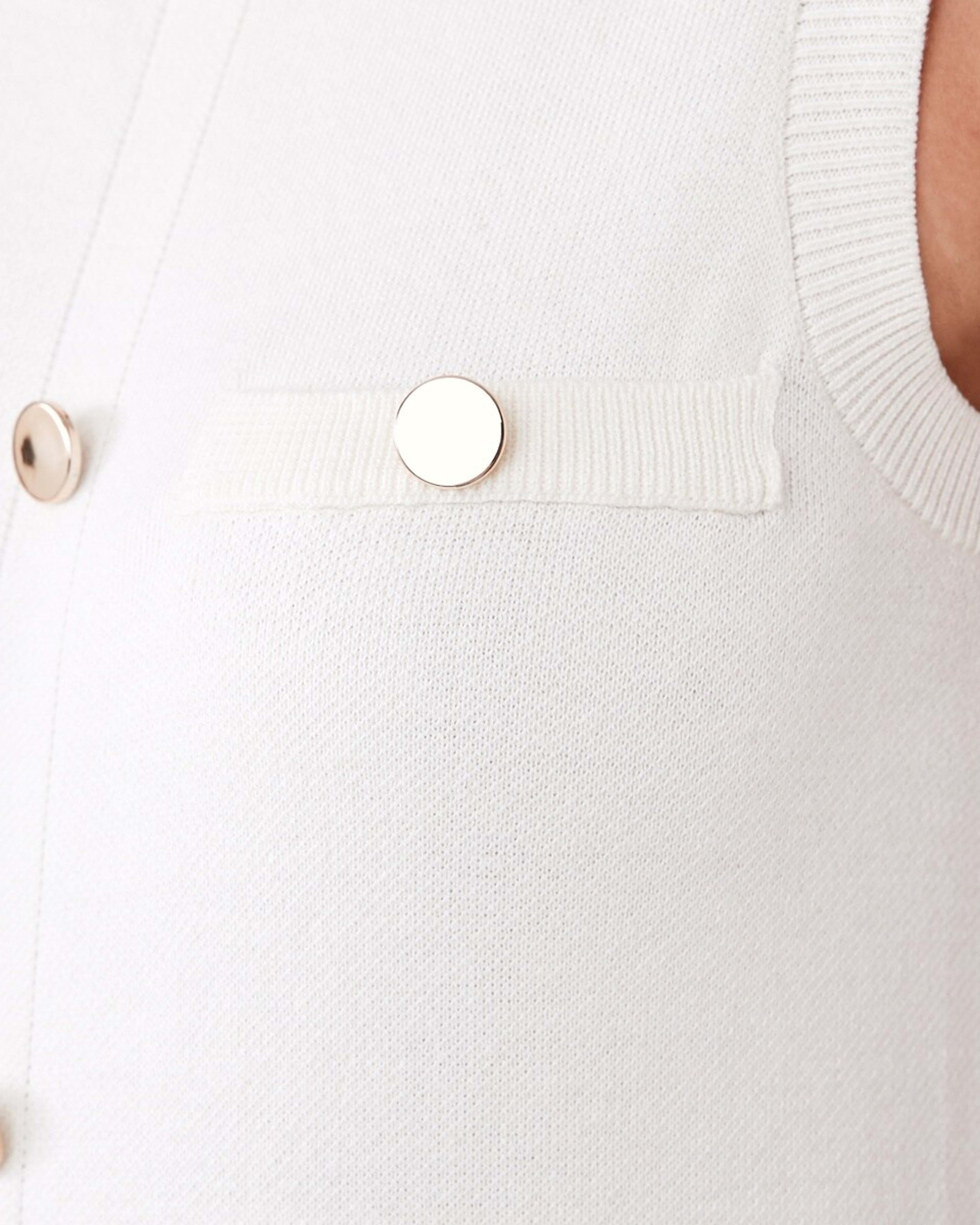 6 Sleeveless Button Knit Mini Dress Ecru, 6 of 8