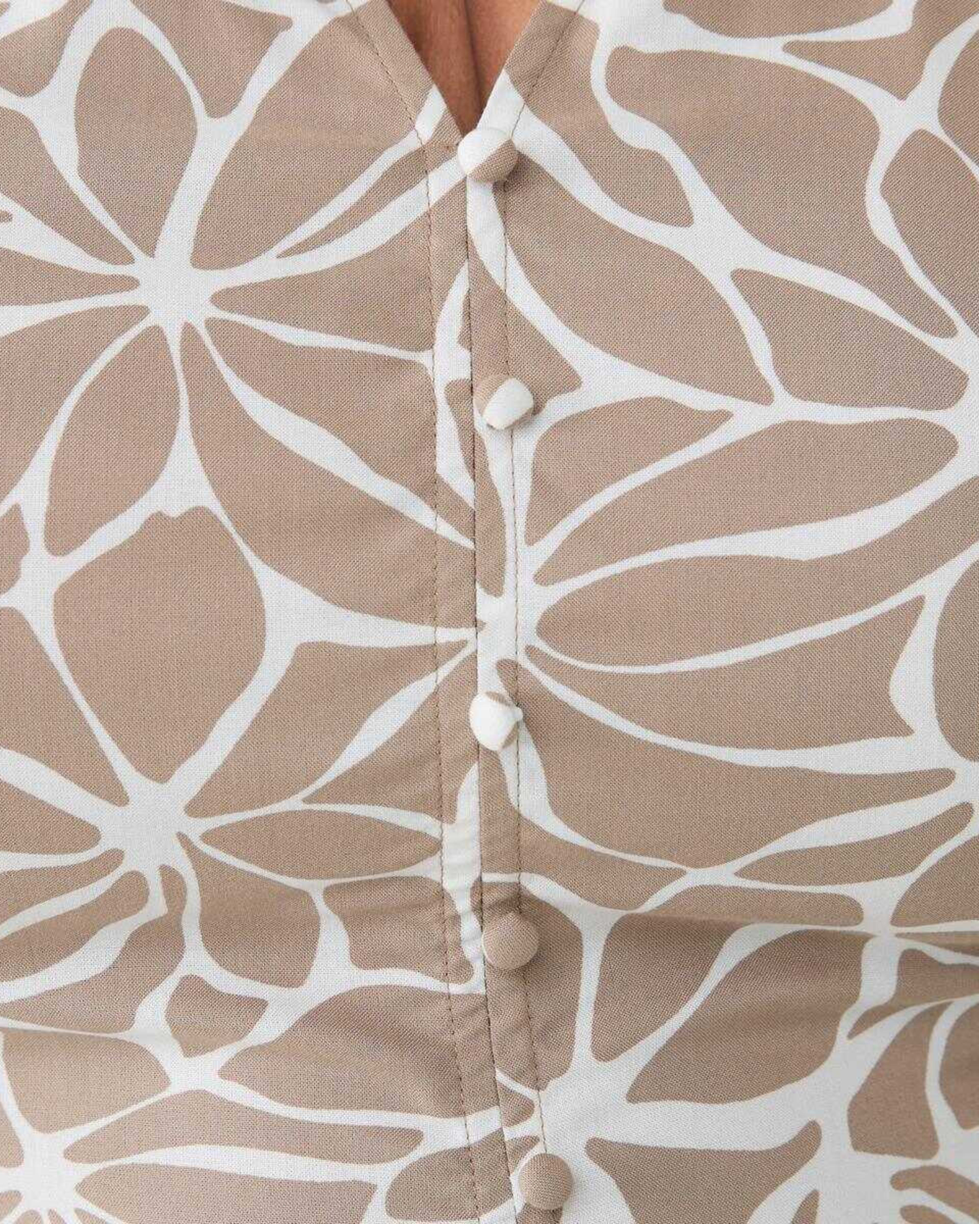 5 Curve Short Sleeve Shirt Midi Dress BROKEN FLORAL DUNE BEIGE, 5 of 6