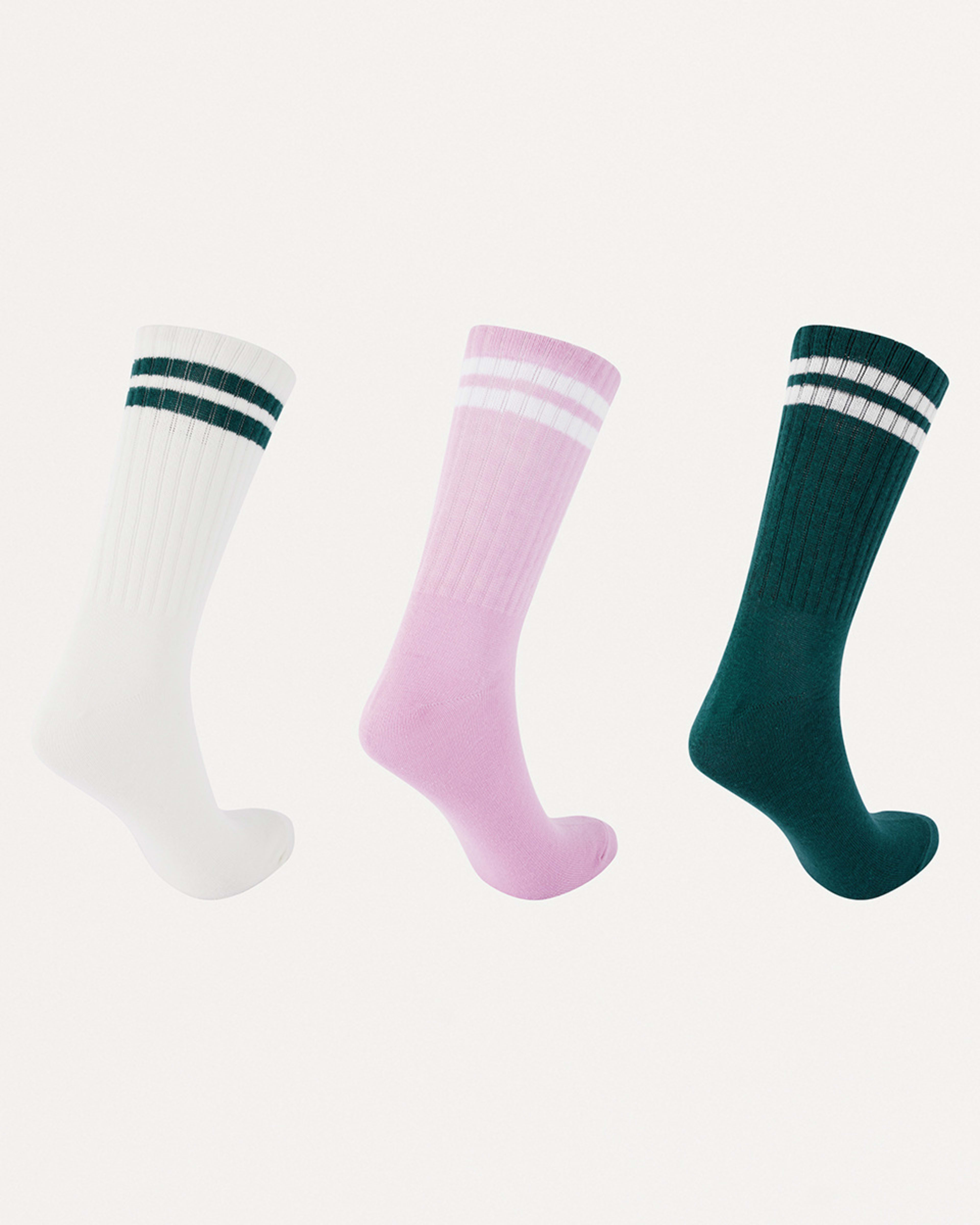 2 3 Pack Chunky Ribbed Full Crew Socks Green, 2 of 3