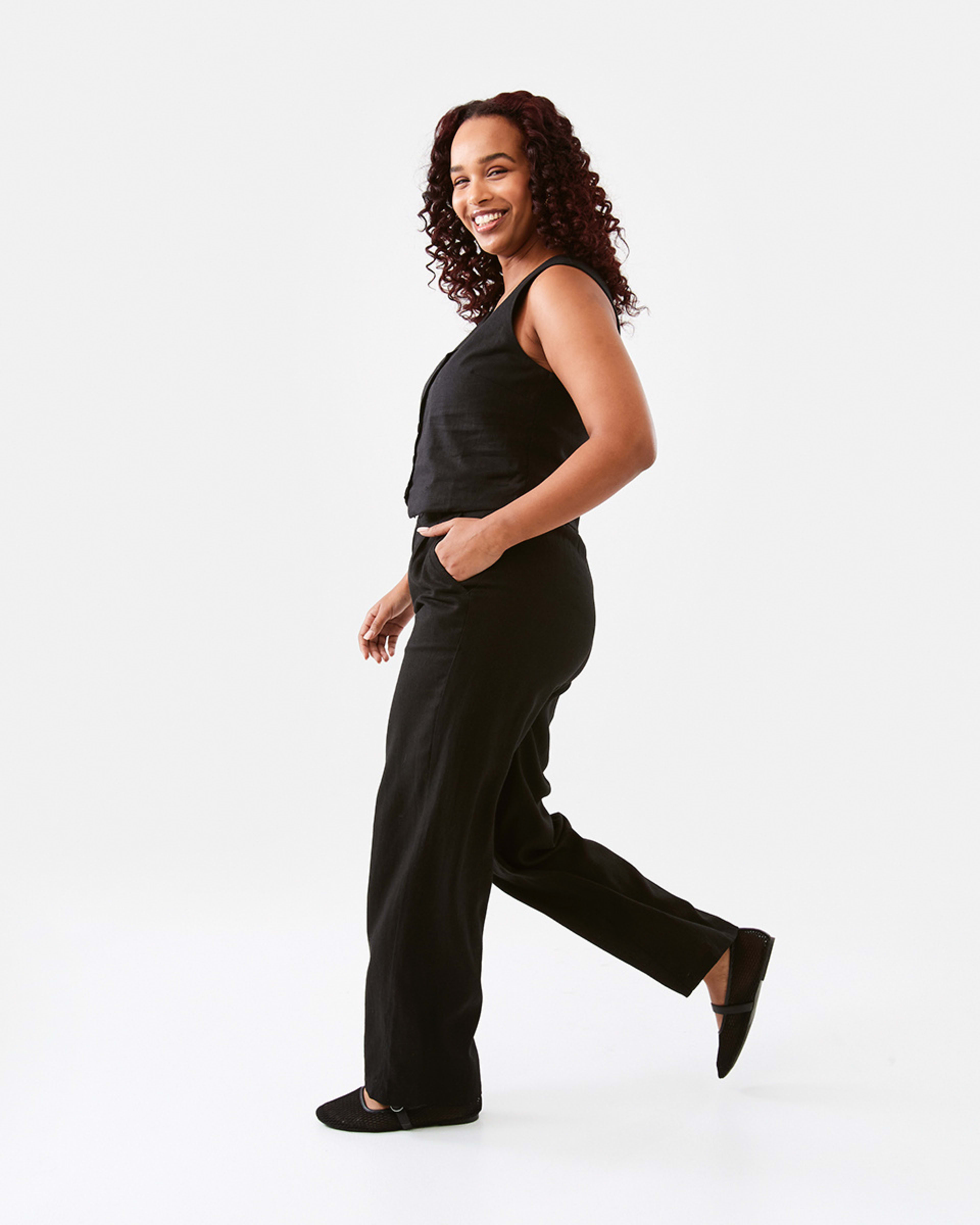 3 Smart Linen Blend Pants Black, 3 of 6