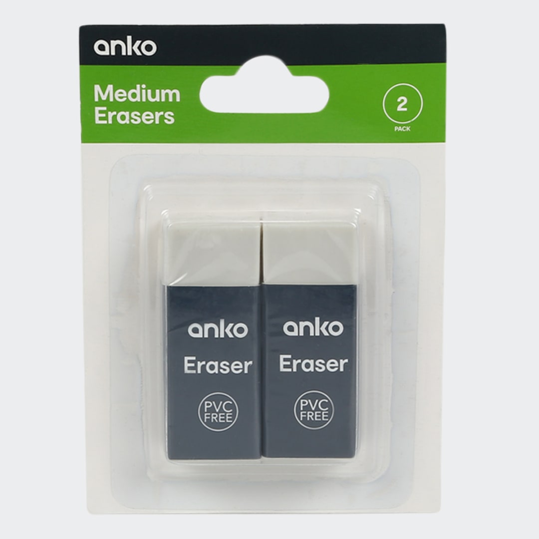 2 Pack Medium Erasers Kmart