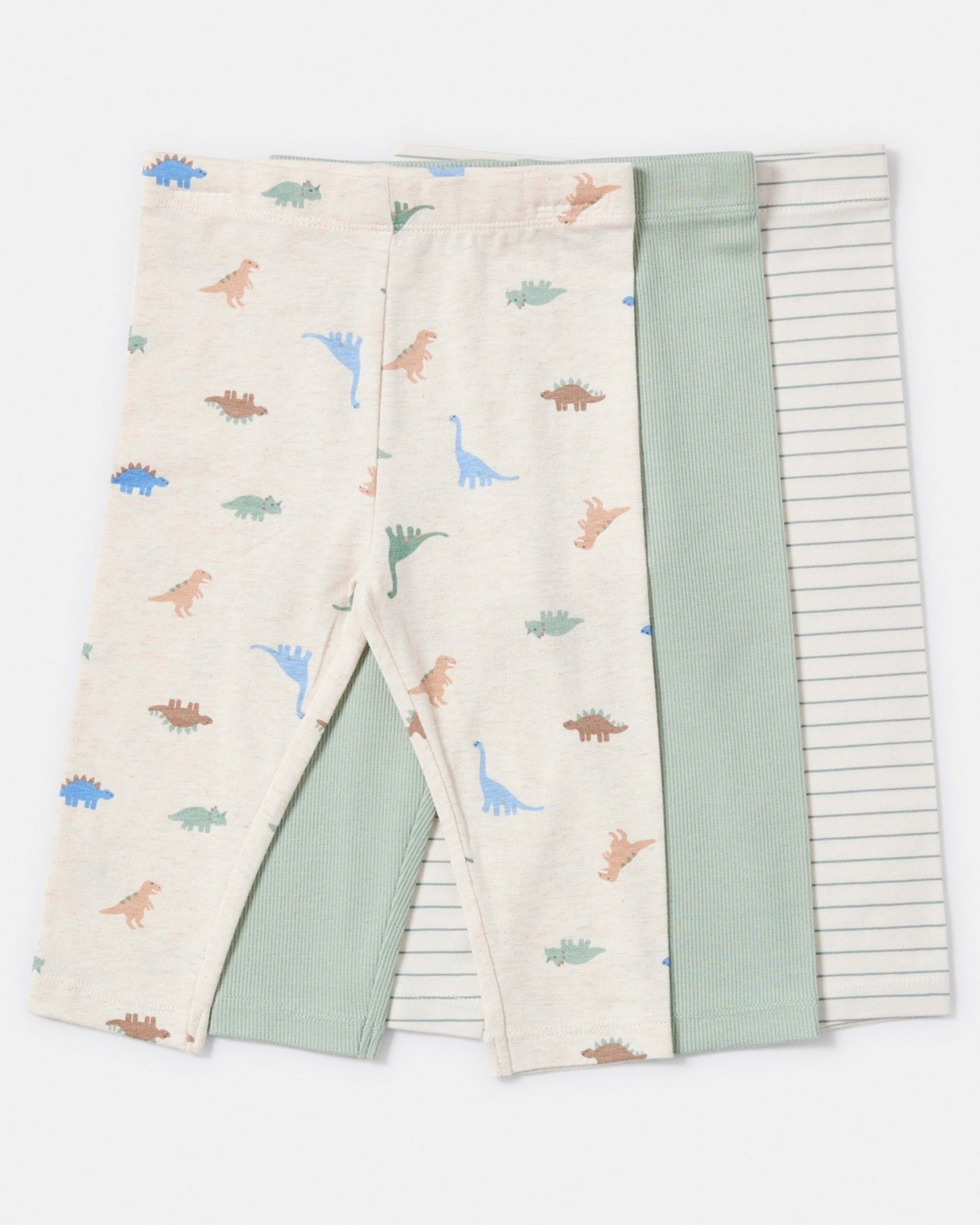 1 3 Pack Print Leggings GREEN DINOS, 1 of 8
