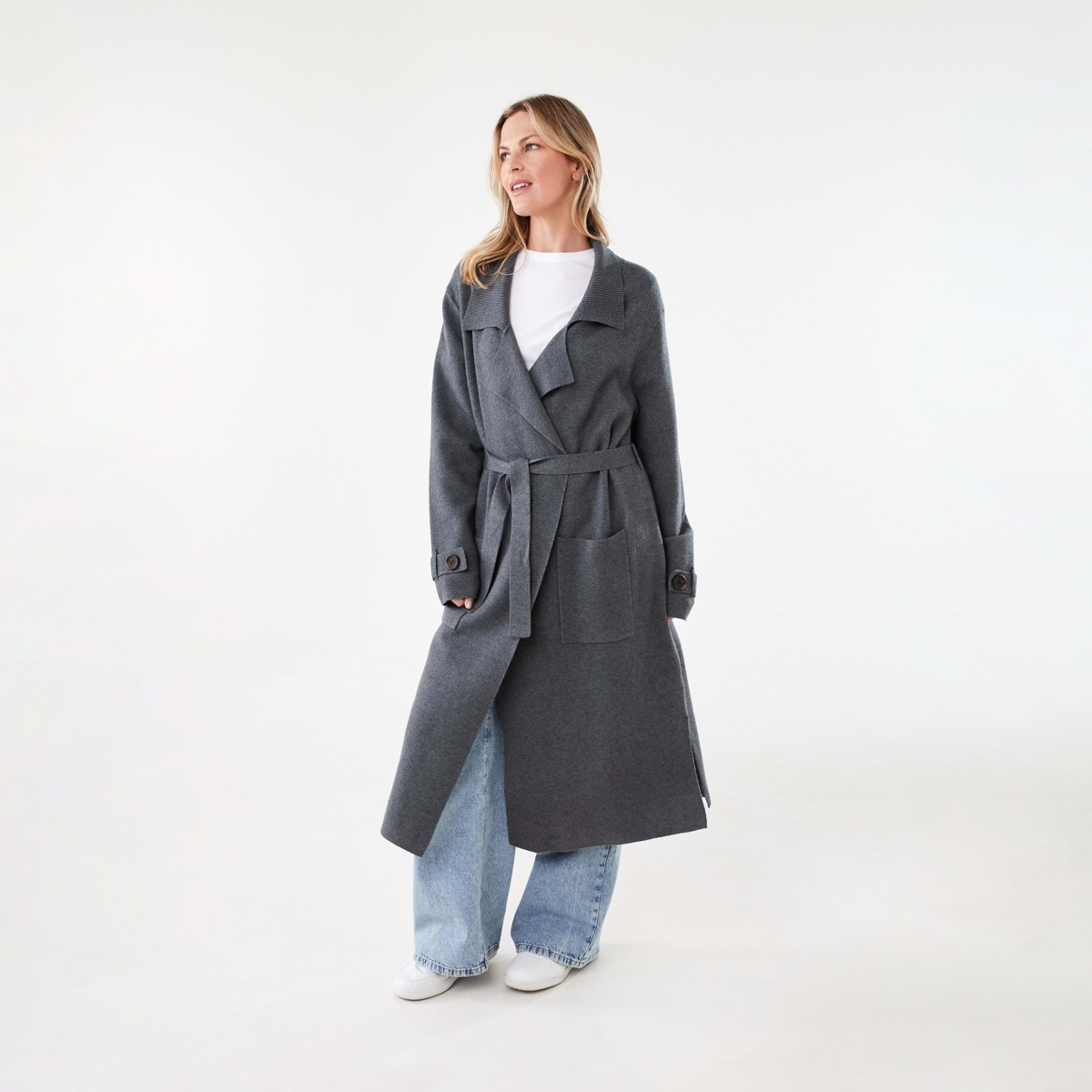 3 Trench Coatigan Gry Chmrle, 3 of 8