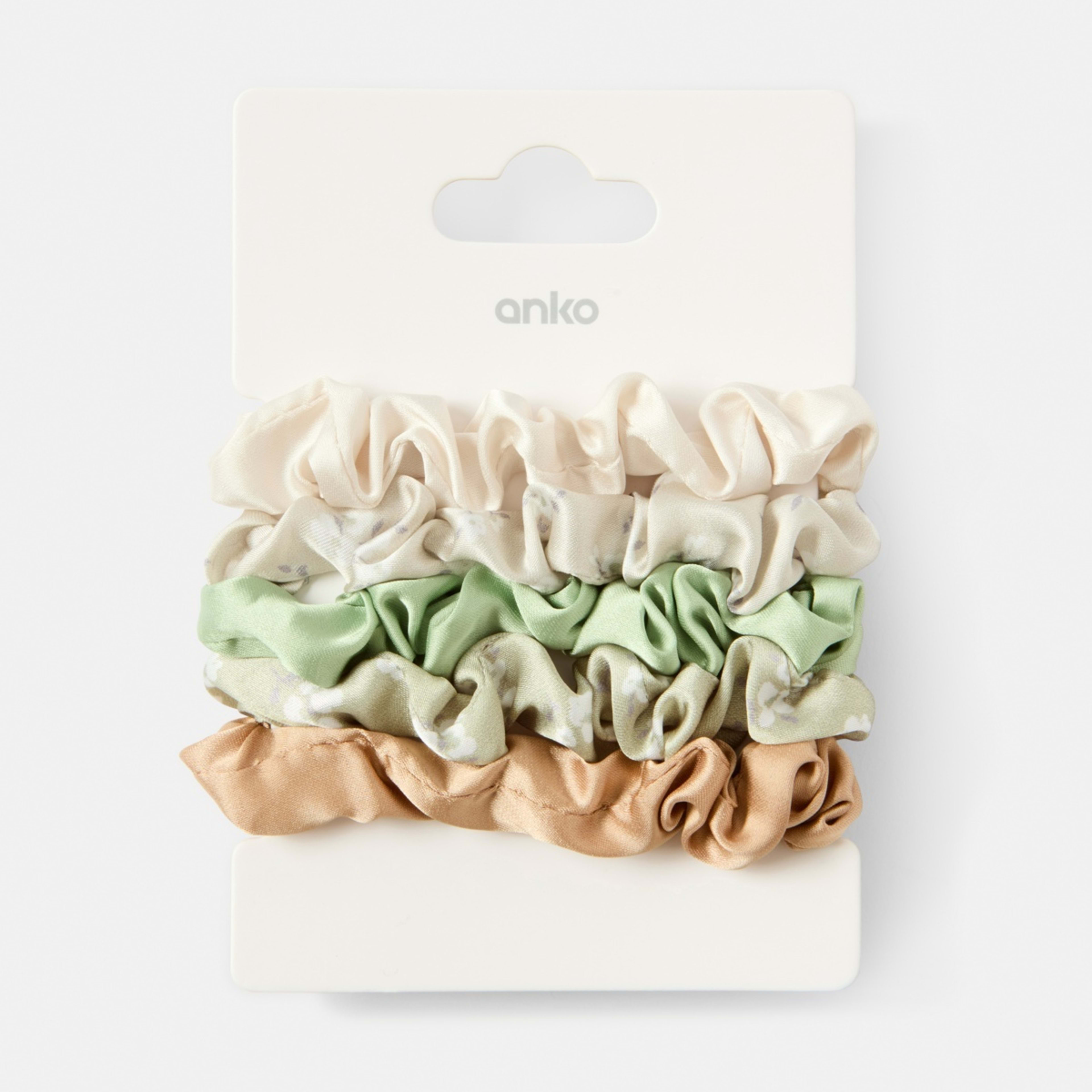 4 5 Pack Satin Ditsy Hair Scrunchies, 4 of 4