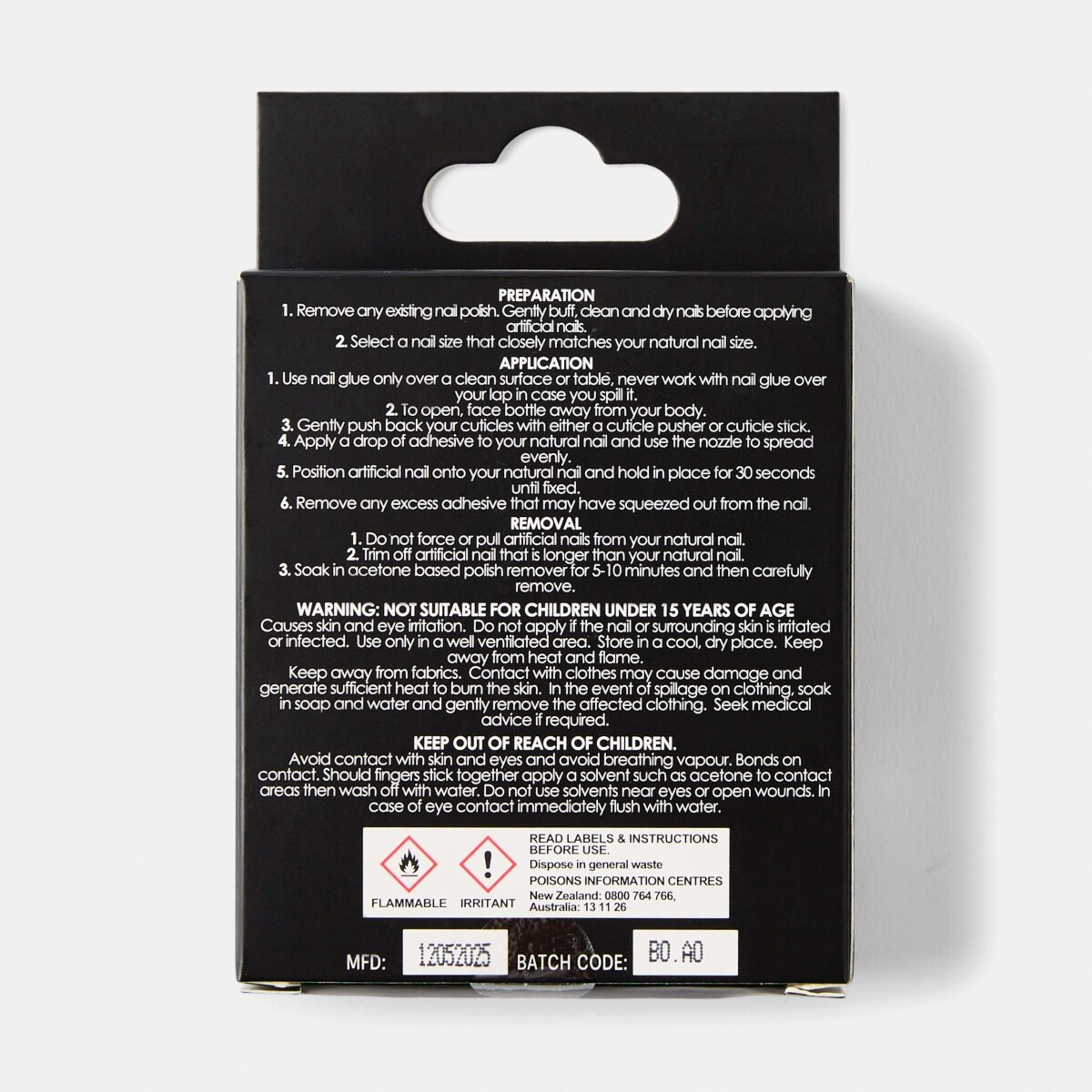 2 OXX Cosmetics 24 Pack Artificial Nails with Adhesive - Squareletto Shape, 3D Butterfly, 2 of 5