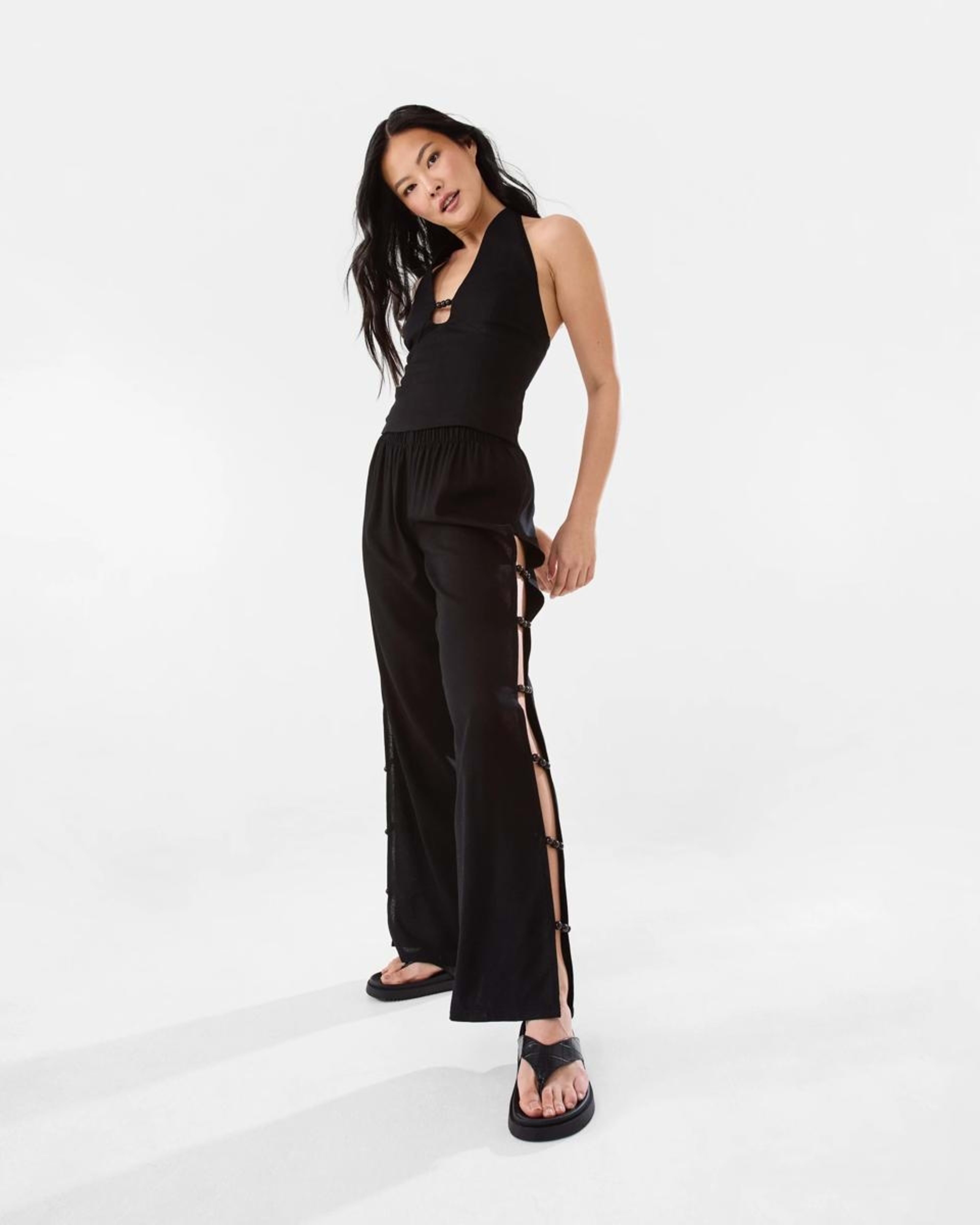5 Linen Blend Beaded Top BLACK, 5 of 10