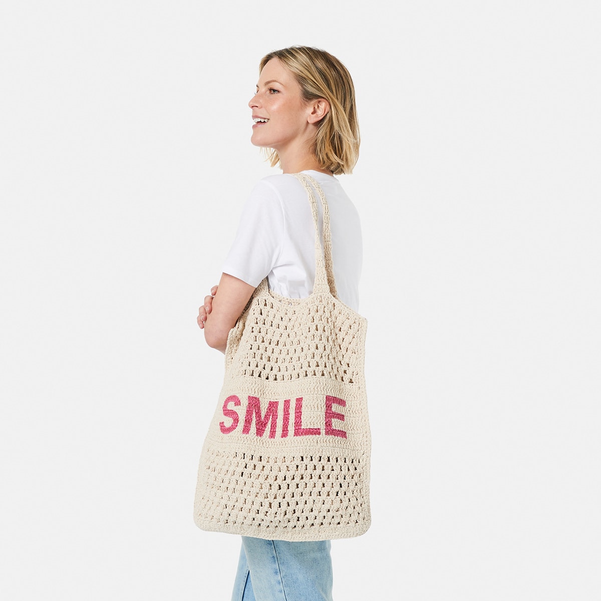 Macrame Slogan Tote Bag Kmart