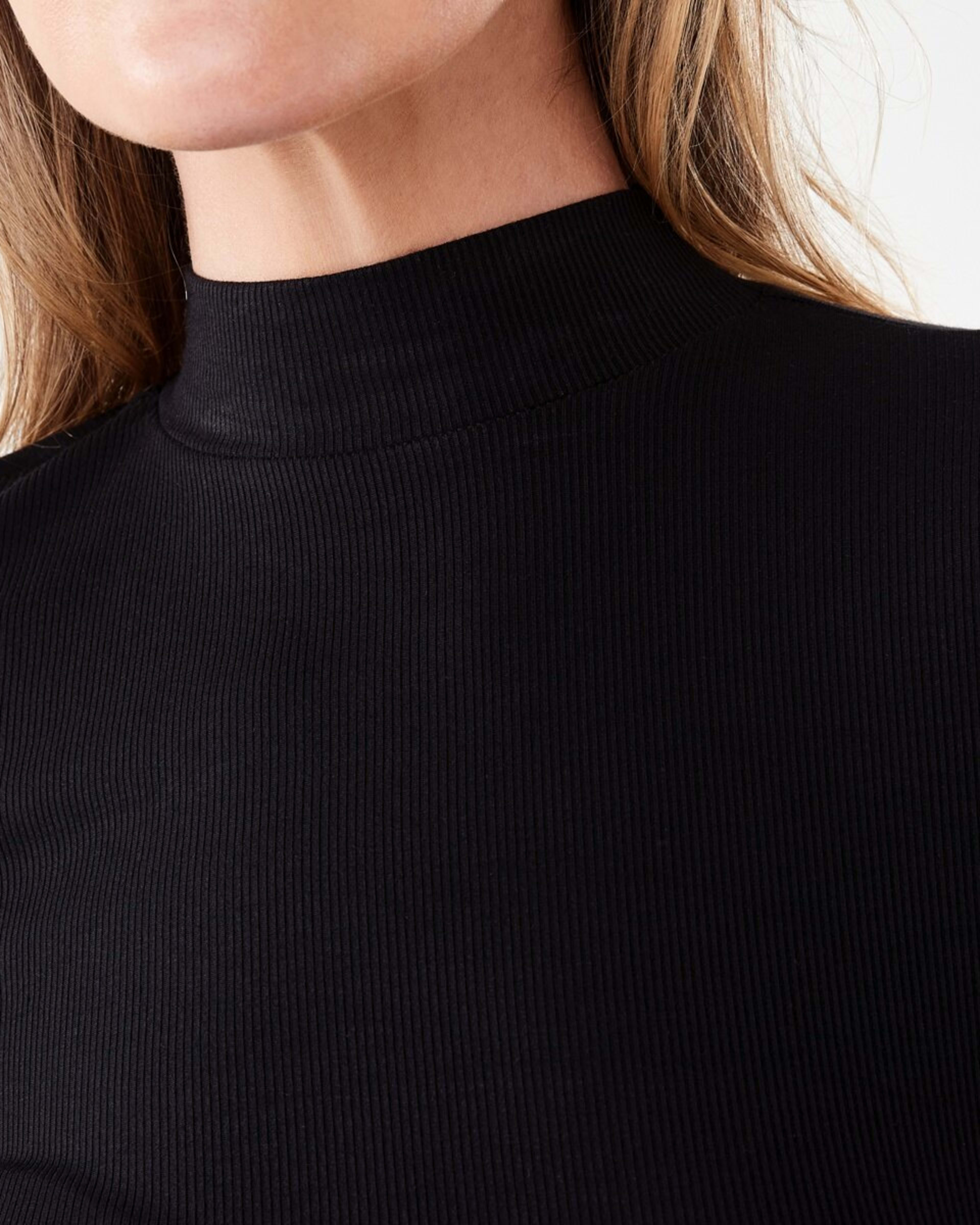 5 Long Sleeve Rib Mock Neck Top Black, 5 of 5