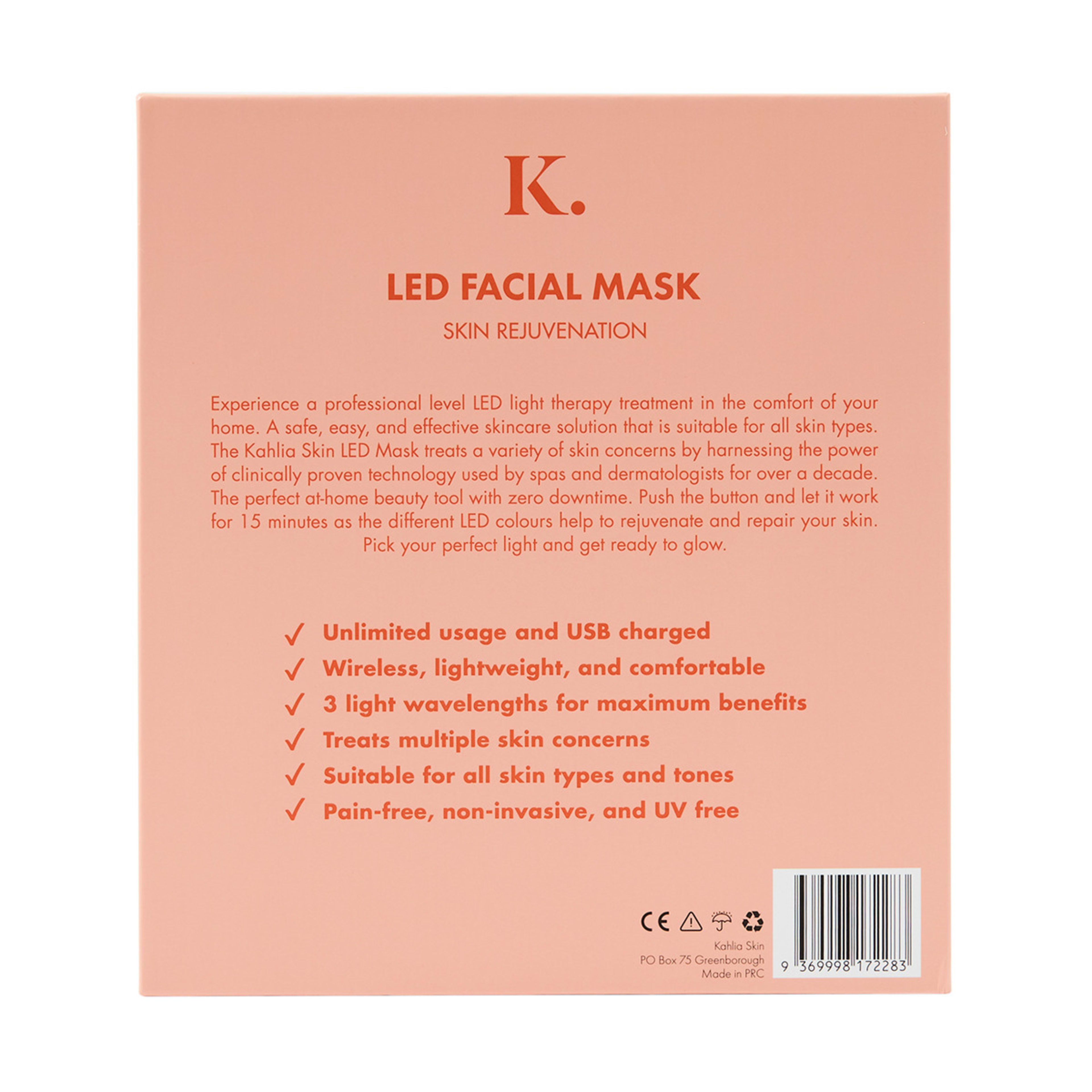 Kahlia Skin LED Light Facial Therapy Mask Kmart