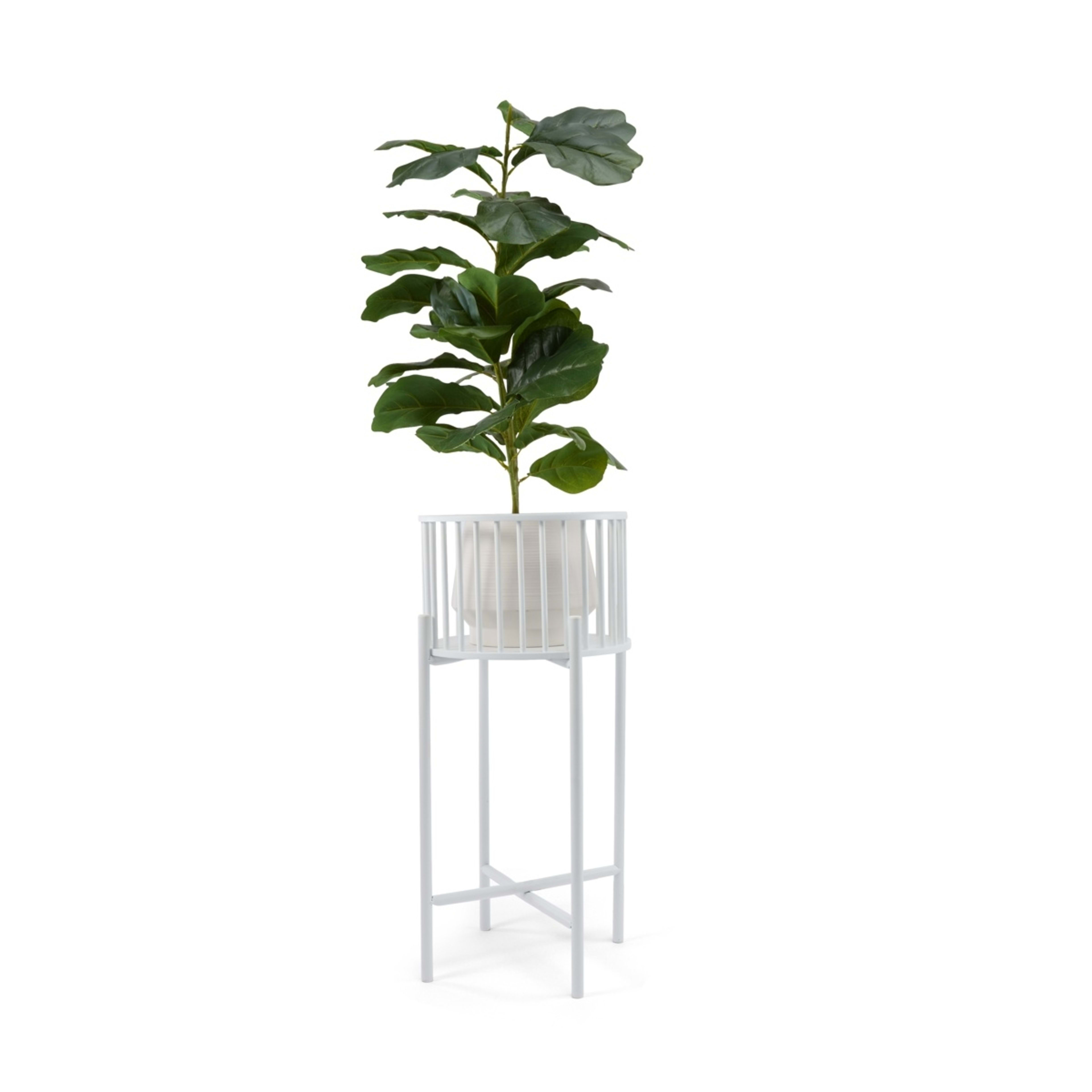 1 White Slatted Pot Holder