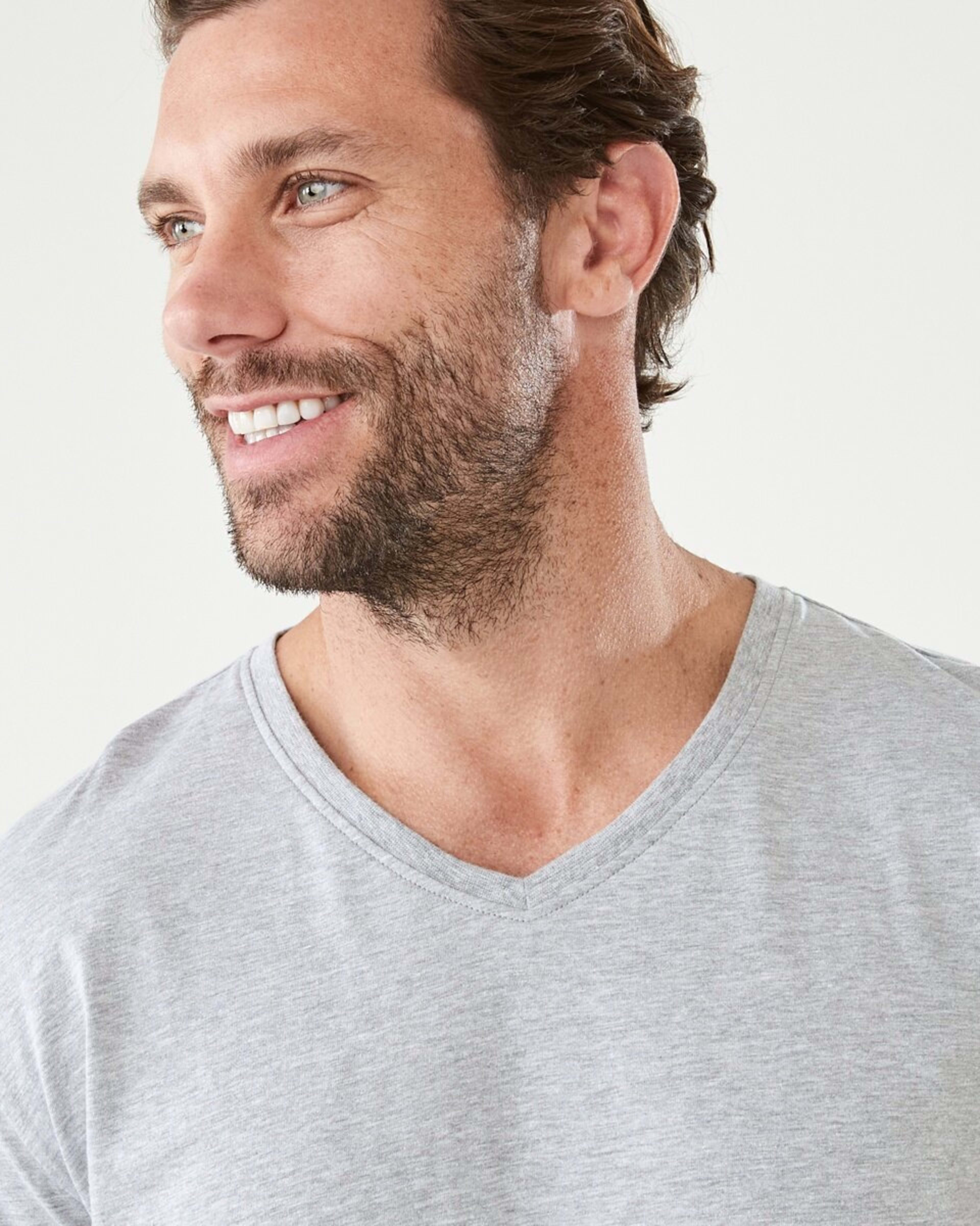 4 Plain V-Neck T-shirt Gry Marle, 4 of 5