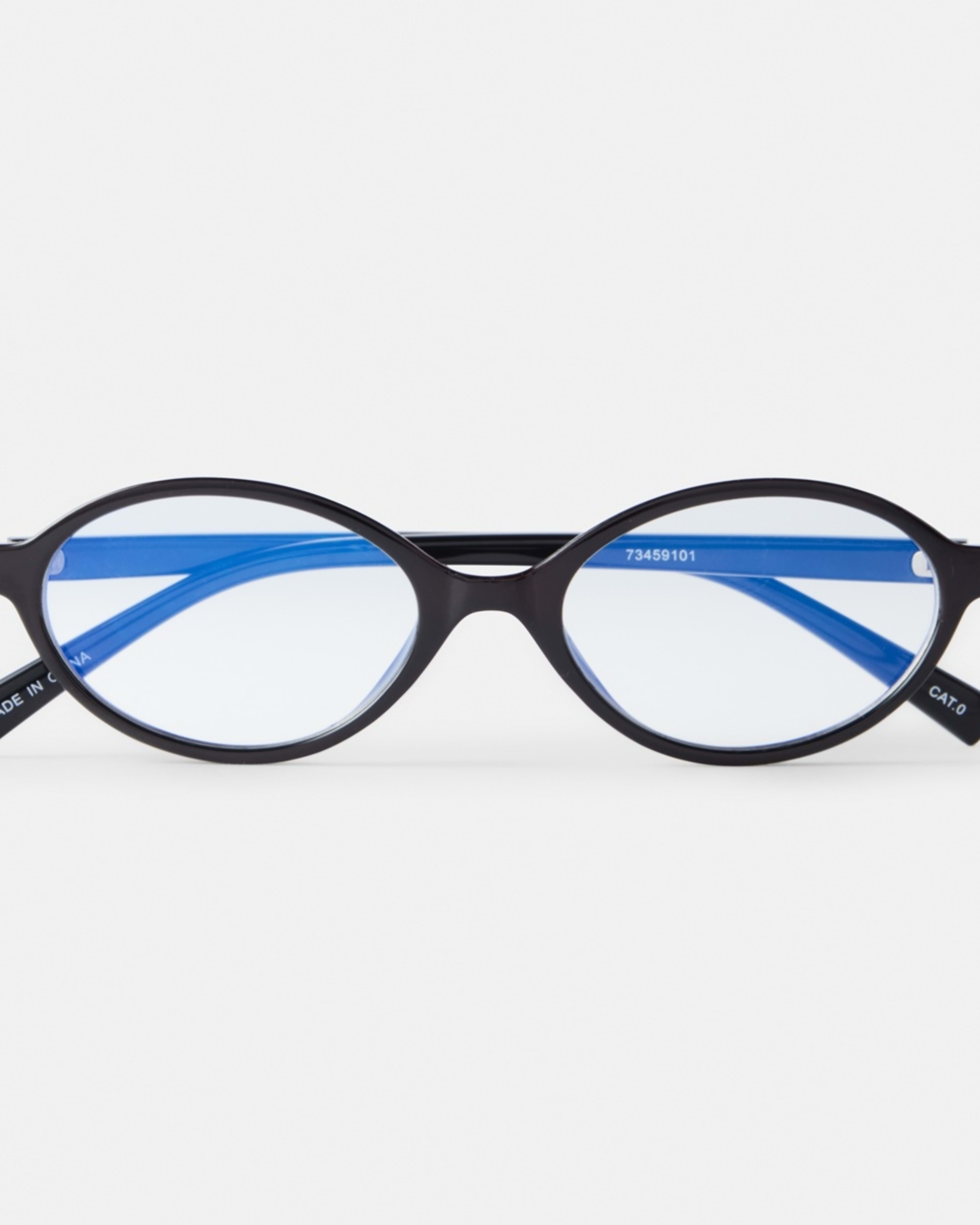 2 Womens Oval Blue Light Glasses Black, 2 of 7