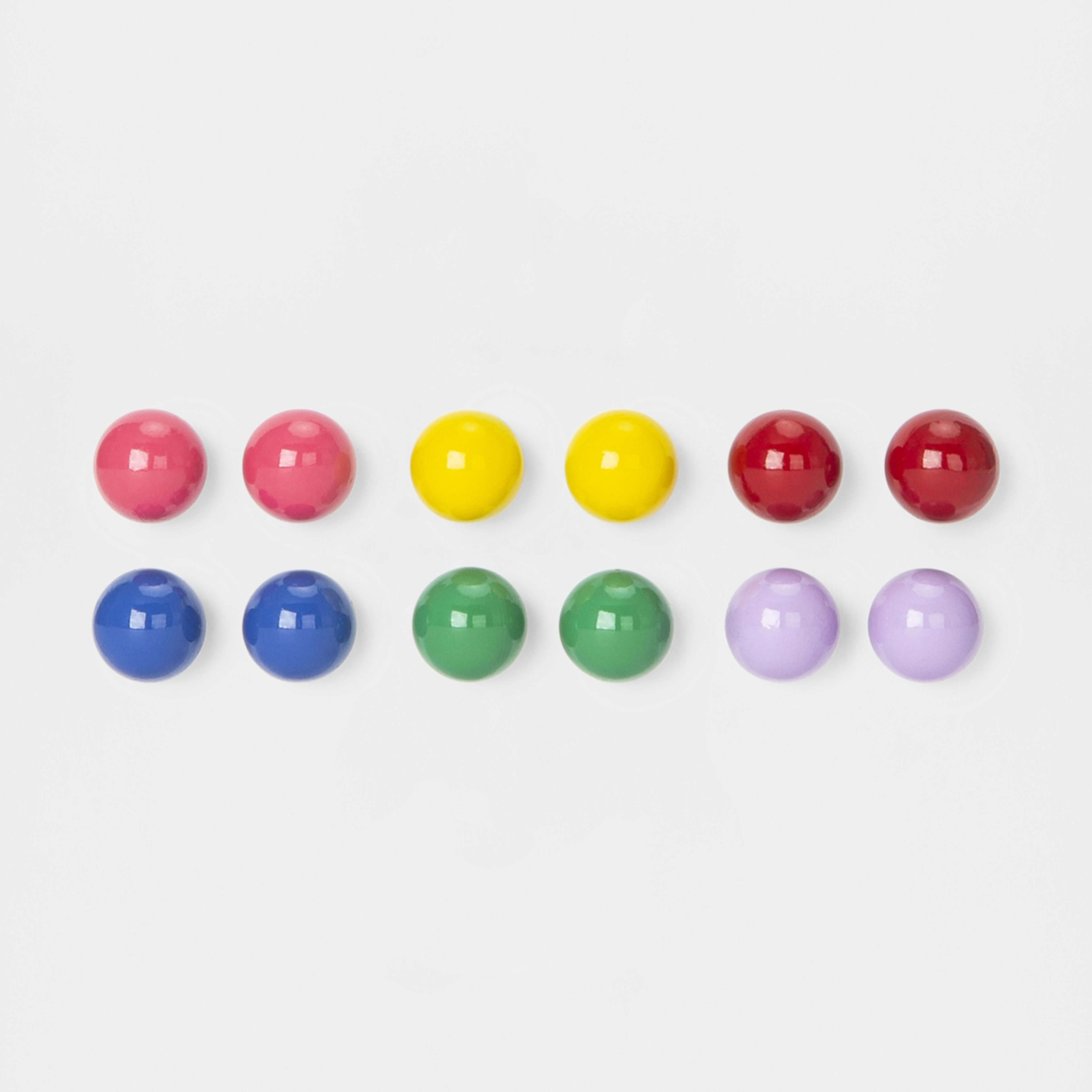 1 6 Pack Coloured Ball Stud Earrings