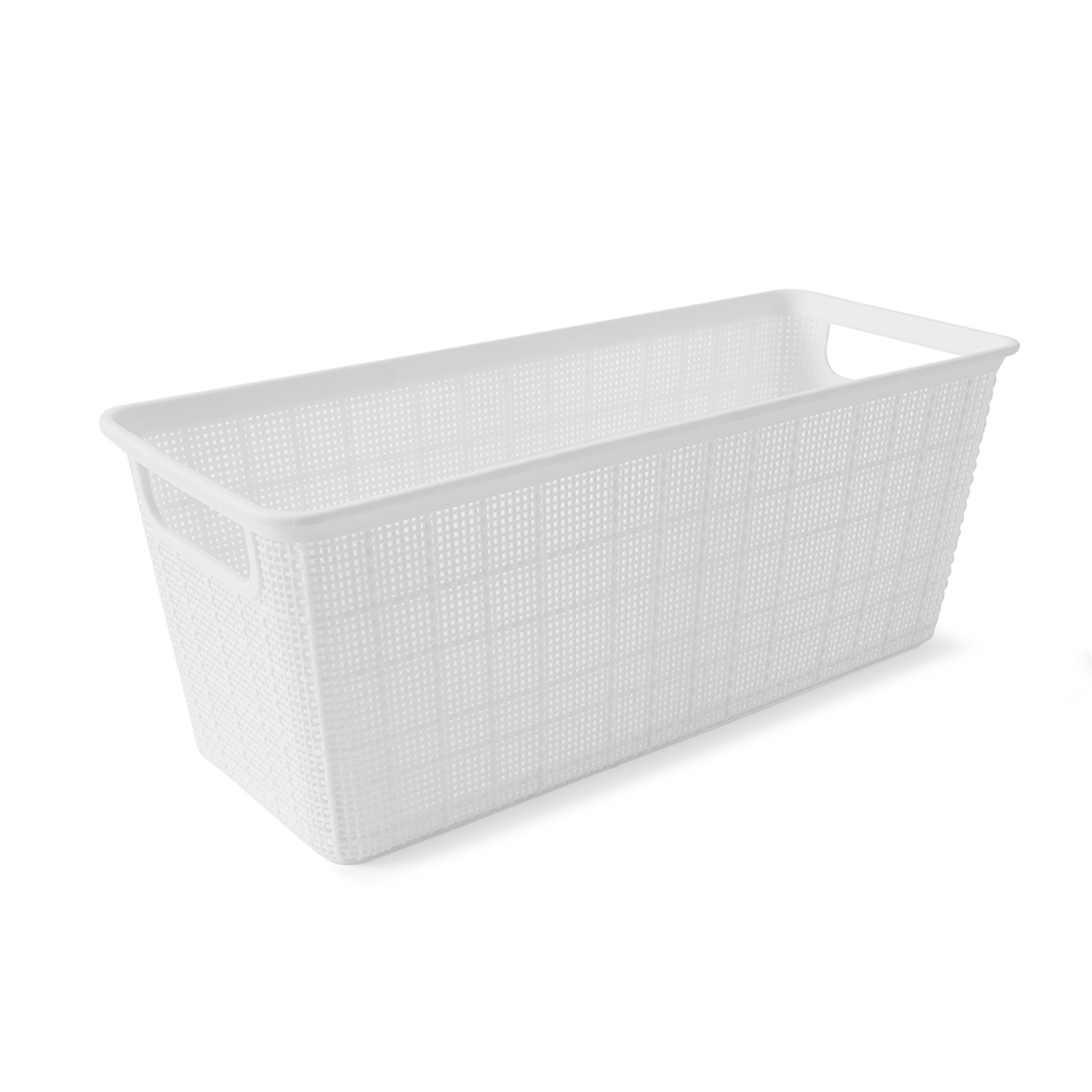 5 4.5L Linen Weave Rectangle Basket - White, 5 of 8