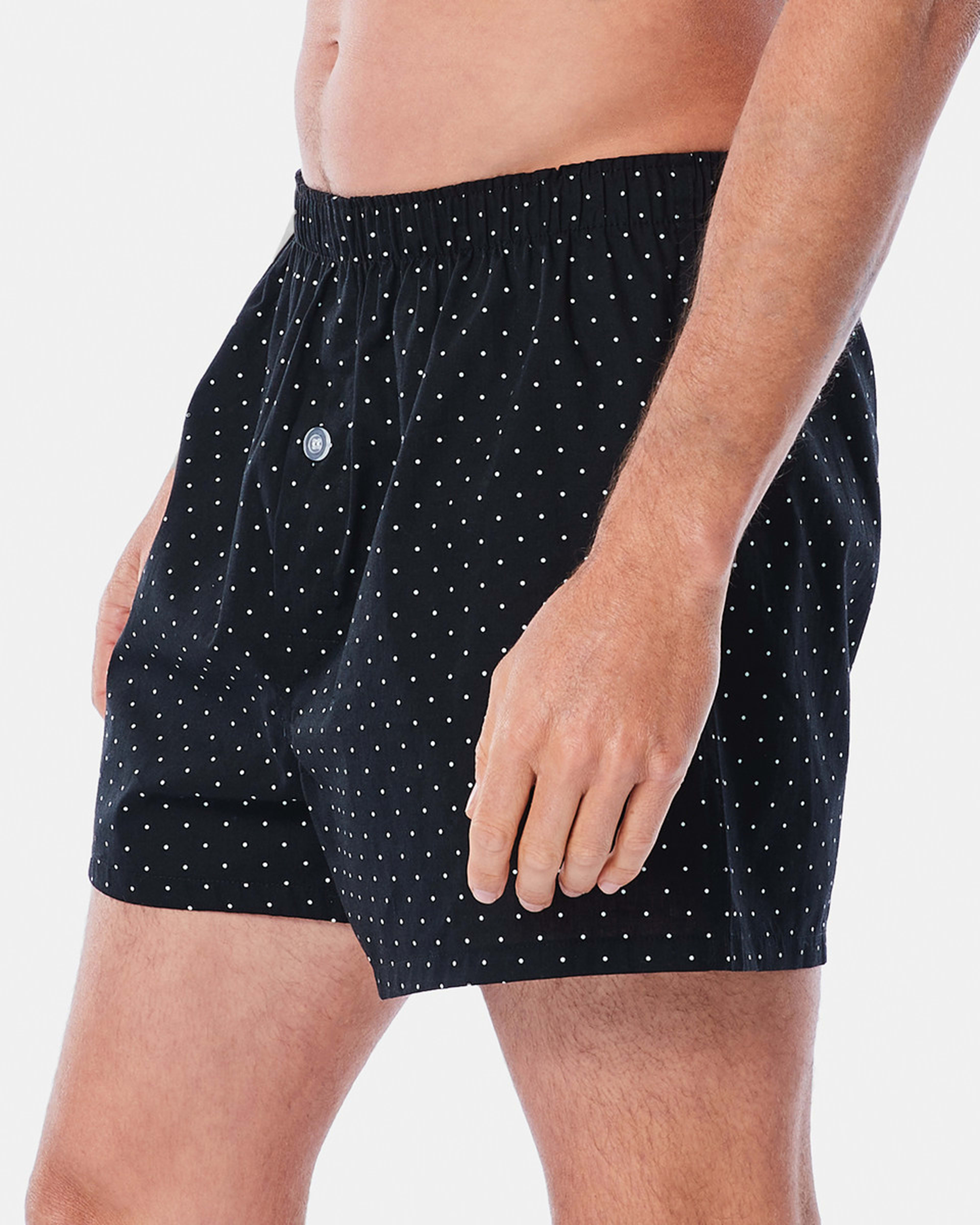 5 3 Pack Alpha Classic Woven Boxers Black Dot, 5 of 7